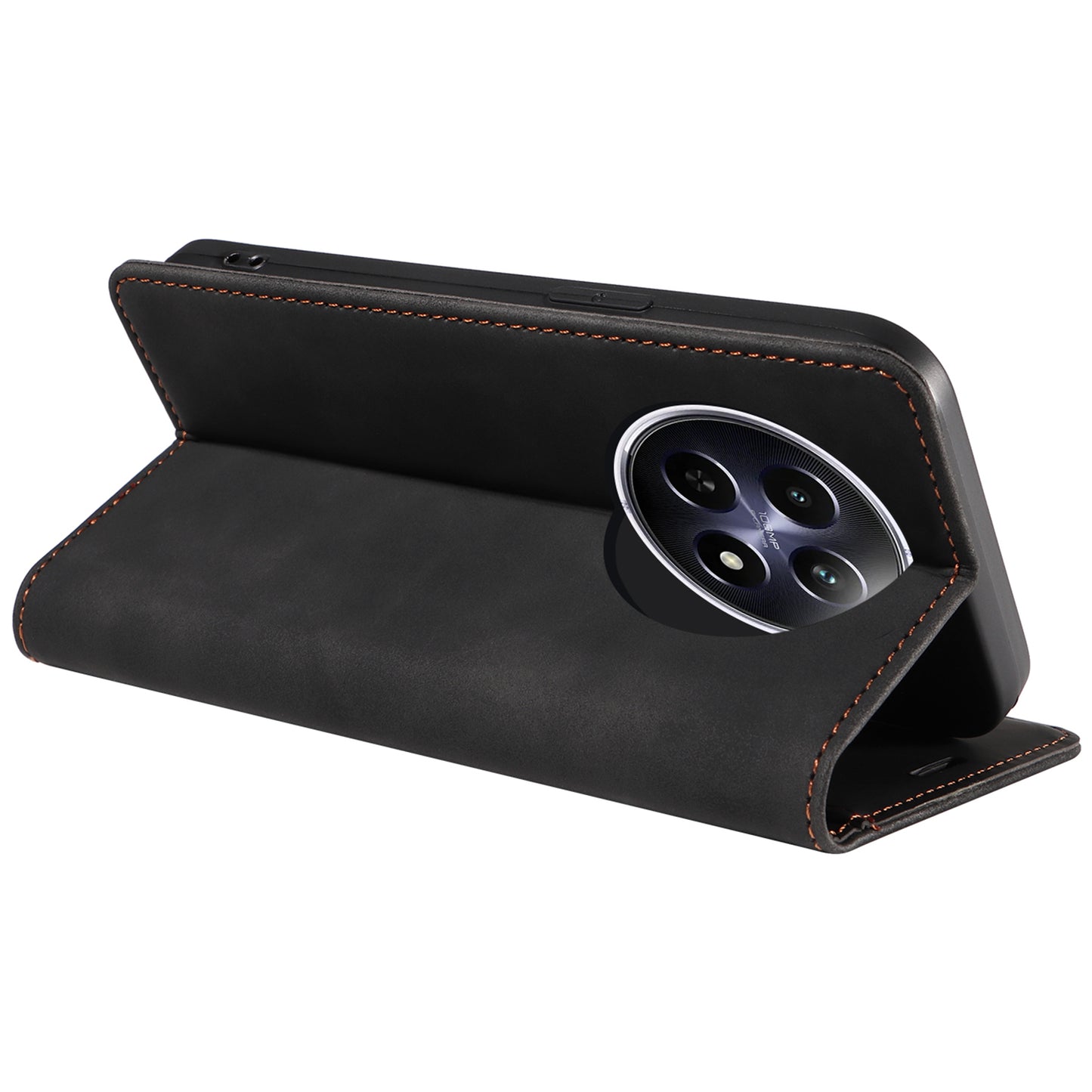 BETOPNICE 003 For Realme 12 Case RFID Blocking Wallet Drop-proof Phone Stand Cover - Black