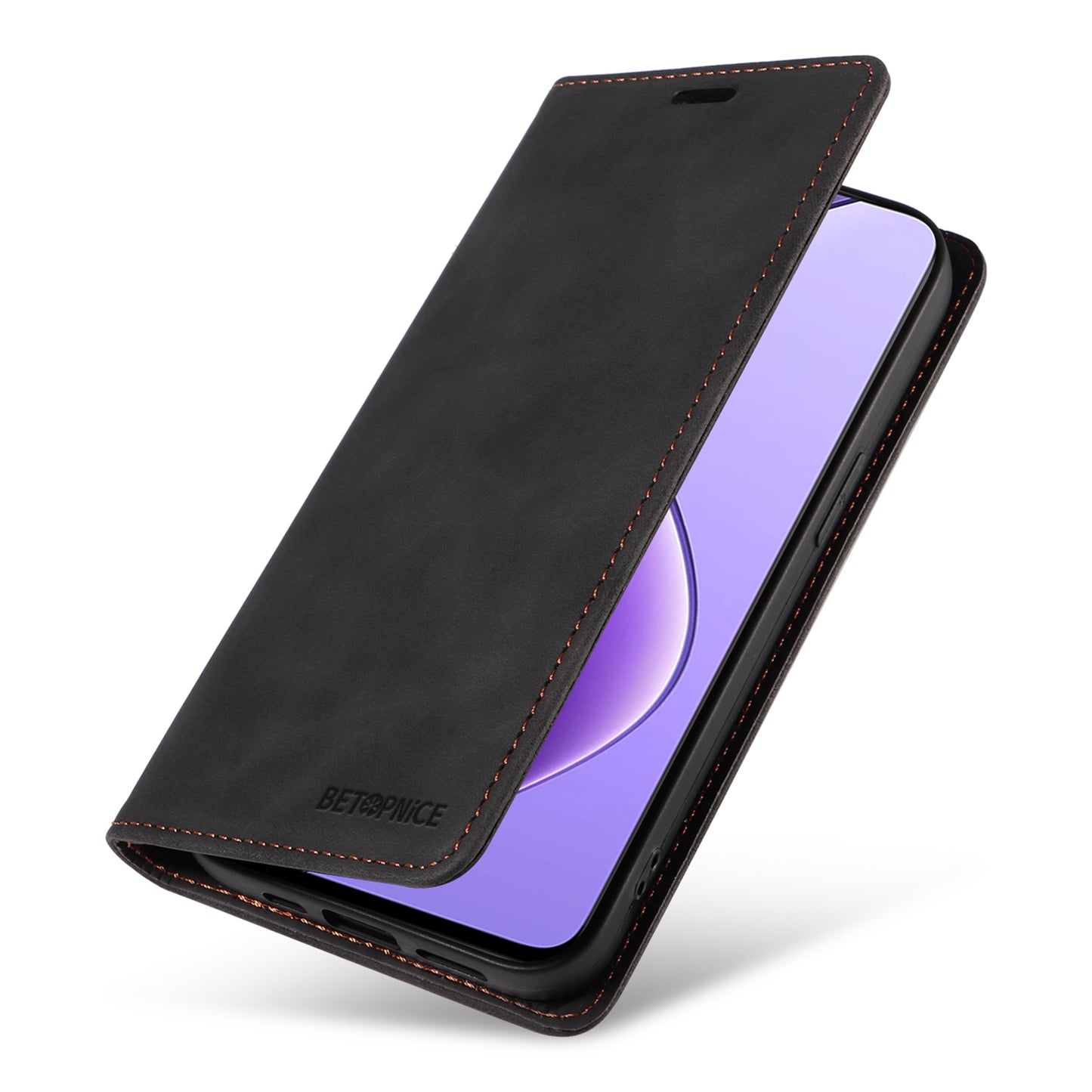 BETOPNICE 003 For Realme 12 Case RFID Blocking Wallet Drop-proof Phone Stand Cover - Black