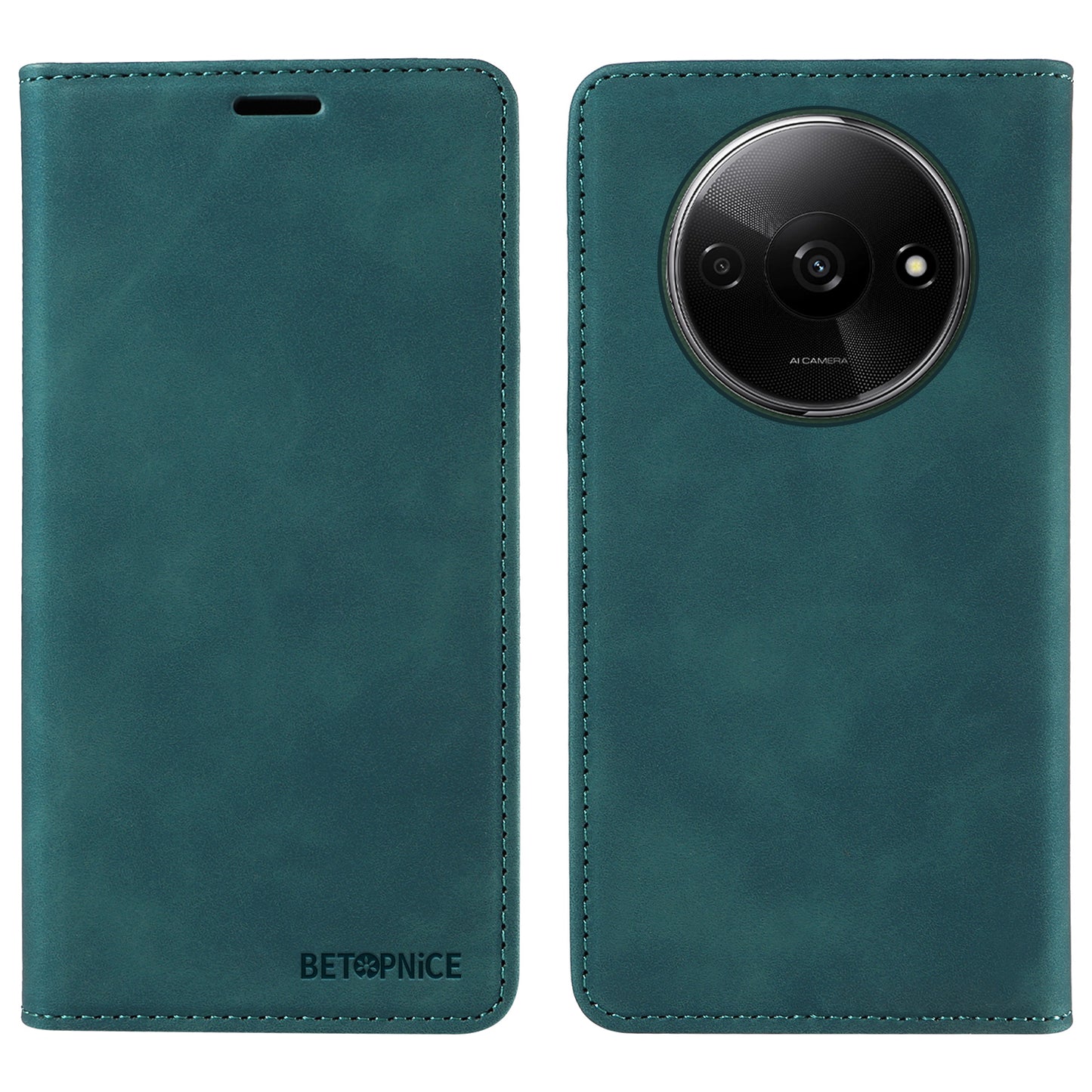 BETOPNICE 003 For Xiaomi Redmi A3 / Poco C61 4G Case RFID Blocking Wallet Leather+TPU Phone Protector - Green