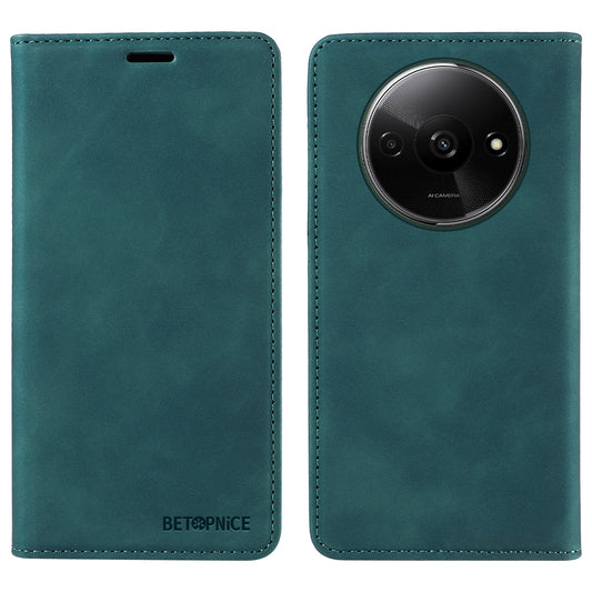 BETOPNICE 003 For Xiaomi Redmi A3 / Poco C61 4G Case RFID Blocking Wallet Leather+TPU Phone Protector - Green