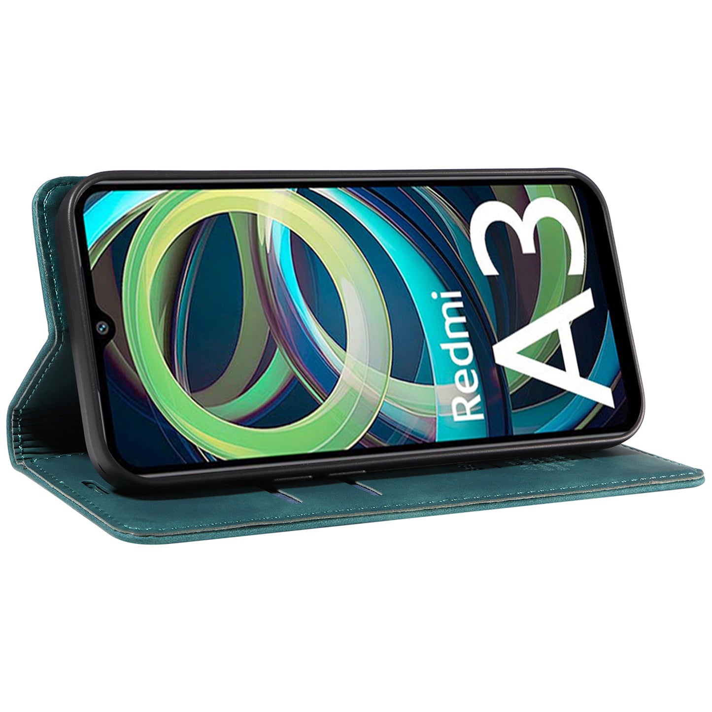 BETOPNICE 003 For Xiaomi Redmi A3 / Poco C61 4G Case RFID Blocking Wallet Leather+TPU Phone Protector - Green
