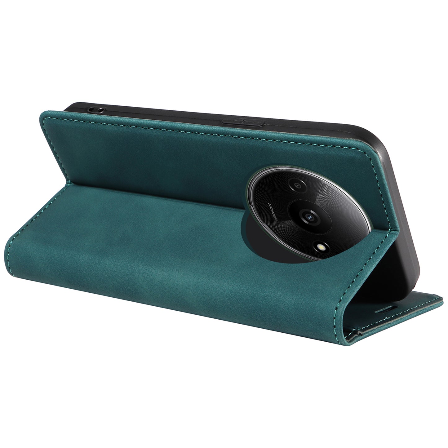 BETOPNICE 003 For Xiaomi Redmi A3 / Poco C61 4G Case RFID Blocking Wallet Leather+TPU Phone Protector - Green