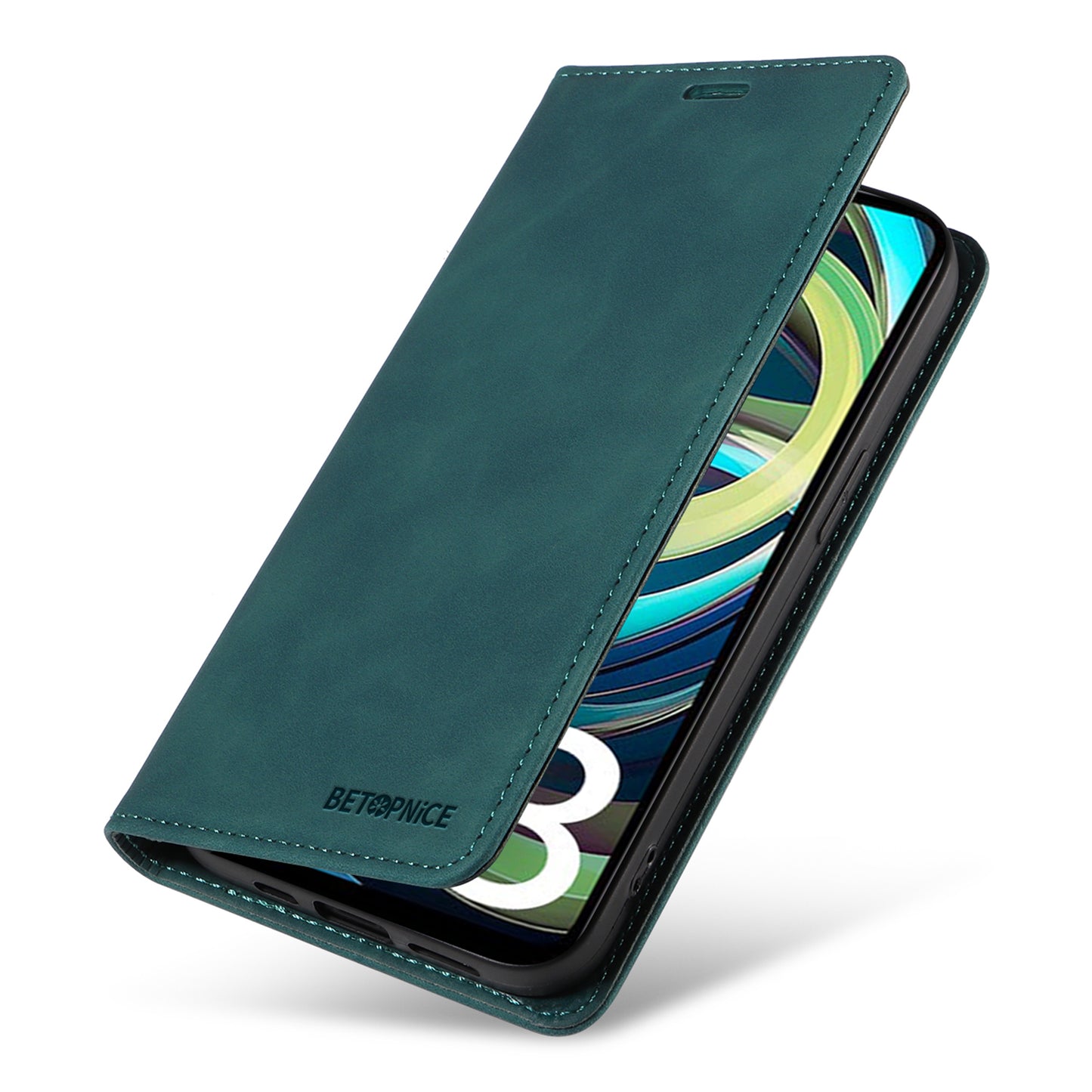 BETOPNICE 003 For Xiaomi Redmi A3 / Poco C61 4G Case RFID Blocking Wallet Leather+TPU Phone Protector - Green