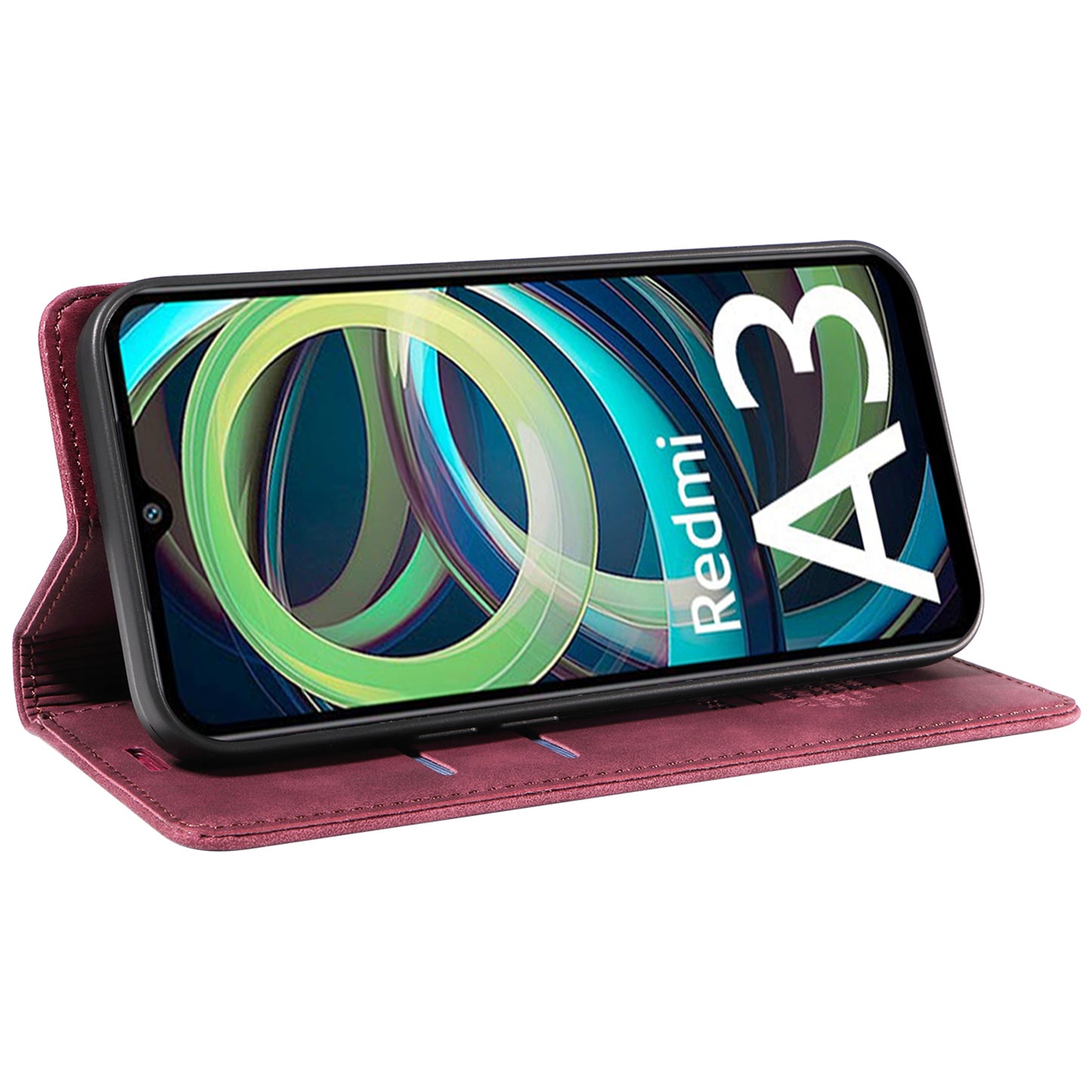 BETOPNICE 003 For Xiaomi Redmi A3 / Poco C61 4G Case RFID Blocking Wallet Leather+TPU Phone Protector - Red