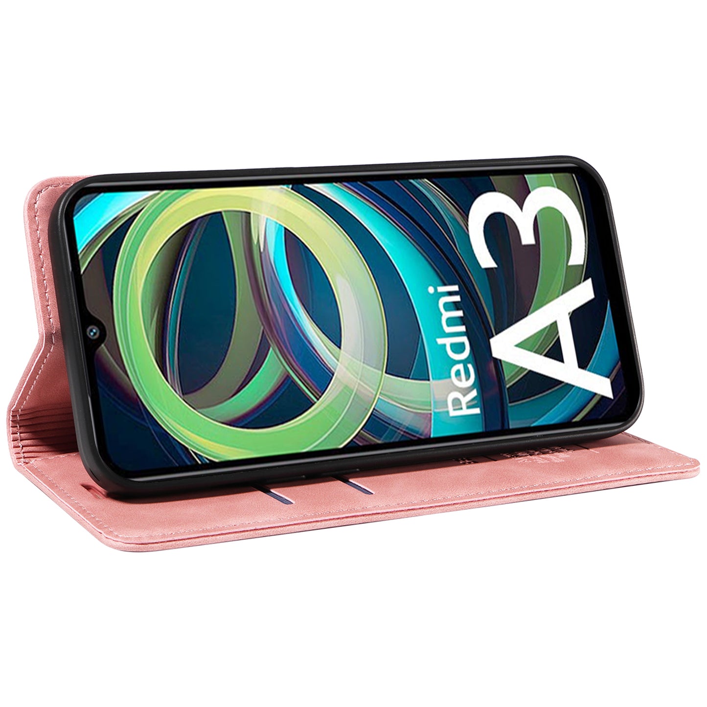 BETOPNICE 003 For Xiaomi Redmi A3 / Poco C61 4G Case RFID Blocking Wallet Leather+TPU Phone Protector - Pink