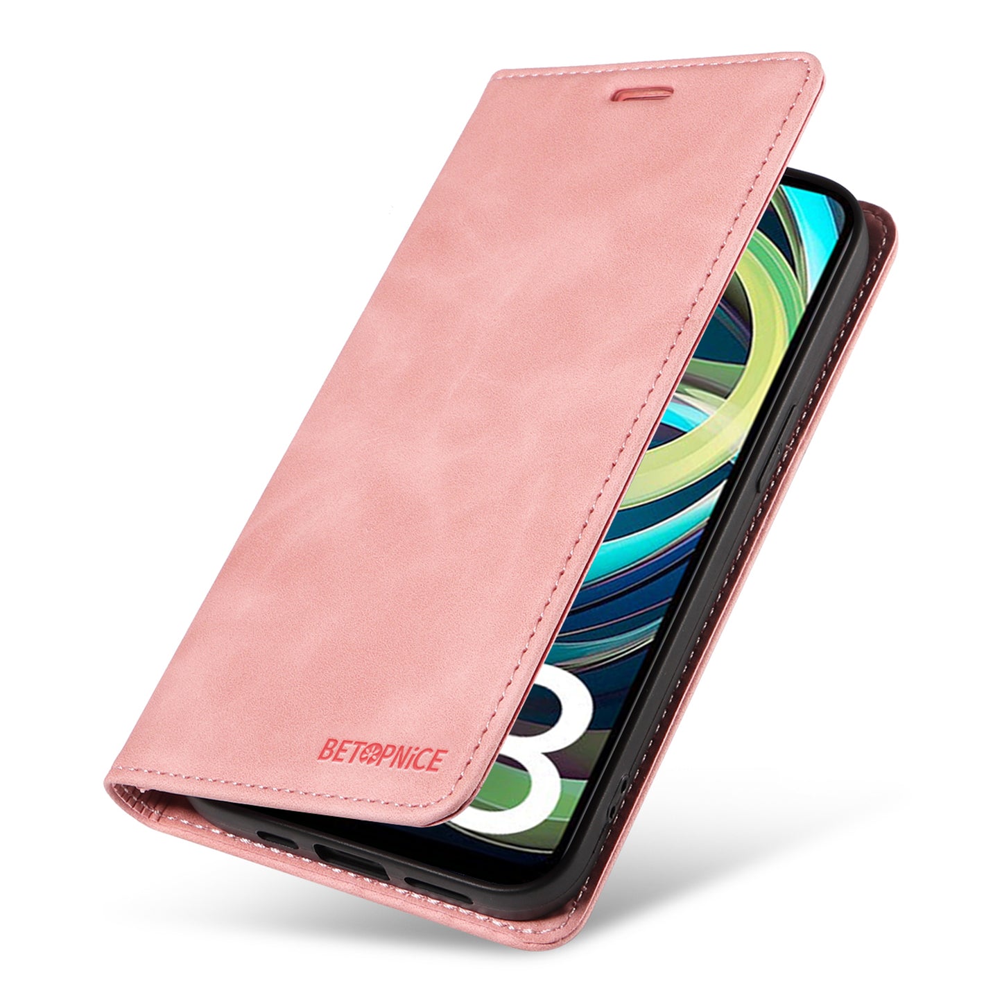 BETOPNICE 003 For Xiaomi Redmi A3 / Poco C61 4G Case RFID Blocking Wallet Leather+TPU Phone Protector - Pink