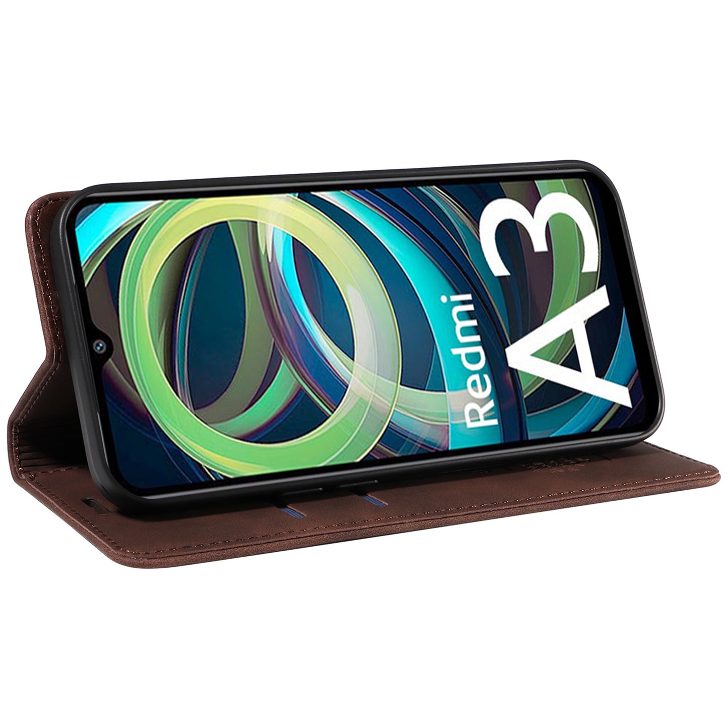 BETOPNICE 003 For Xiaomi Redmi A3 / Poco C61 4G Case RFID Blocking Wallet Leather+TPU Phone Protector - Brown