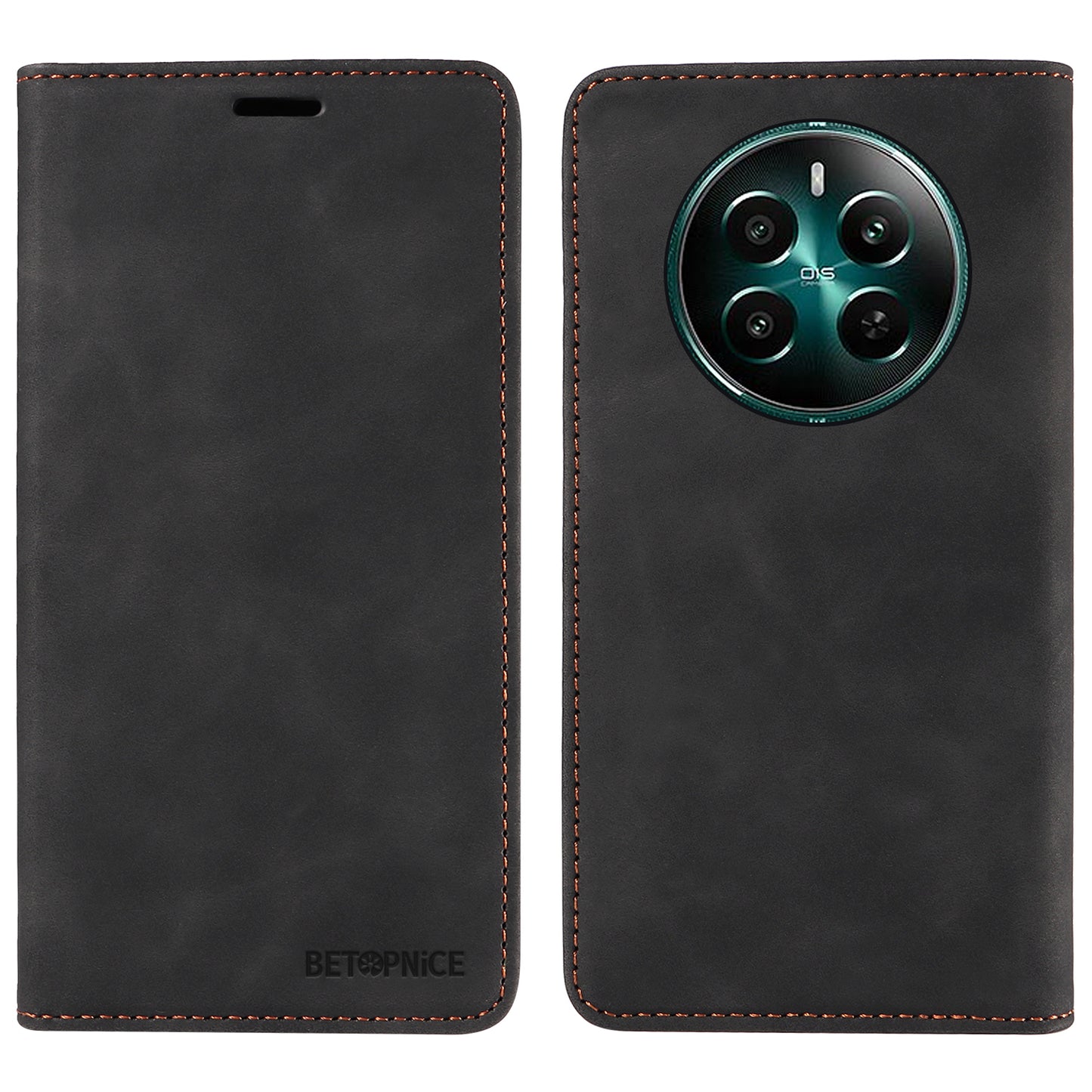 BETOPNICE 003 For Realme 12+ 5G / Narzo 70 Pro 5G Magnetic Case Card Slots RFID Blocking Phone Cover - Black