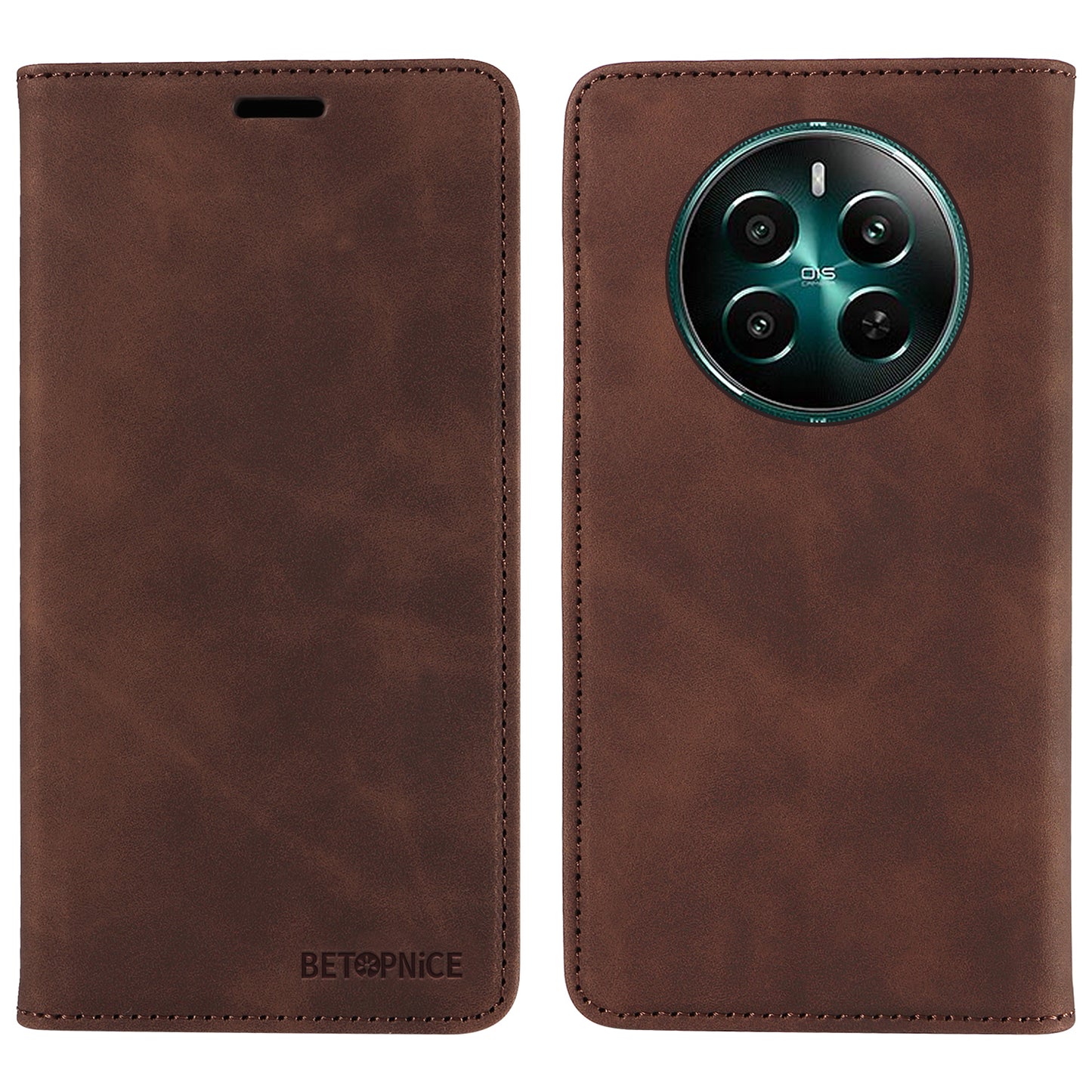 BETOPNICE 003 For Realme 12+ 5G / Narzo 70 Pro 5G Magnetic Case Card Slots RFID Blocking Phone Cover - Brown