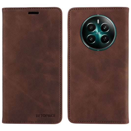 BETOPNICE 003 For Realme 12+ 5G / Narzo 70 Pro 5G Magnetic Case Card Slots RFID Blocking Phone Cover - Brown