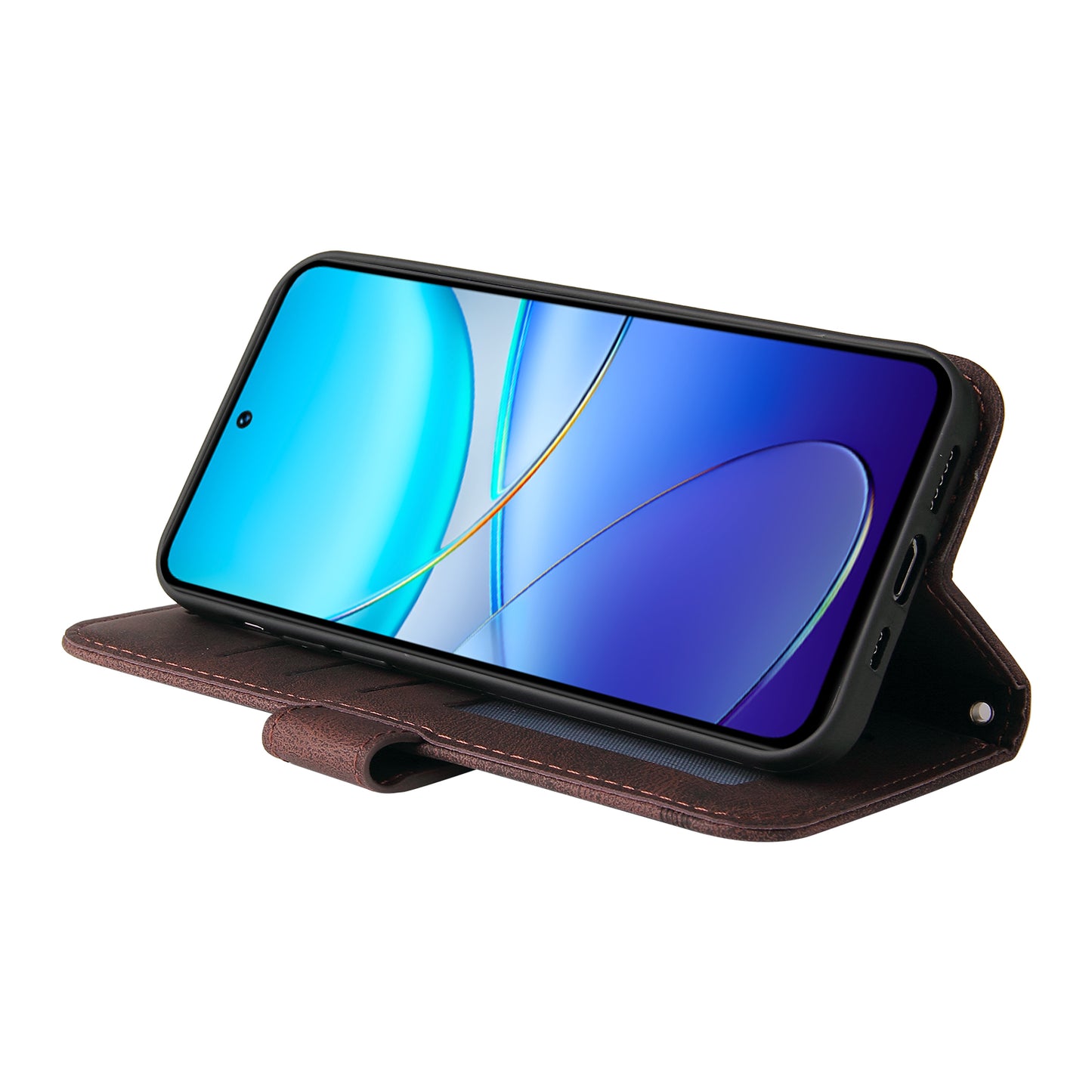 For vivo Y200e 5G / Y100 5G (Indonesia) / T3 5G (India) / V30 Lite 5G (India) Skin-touch Case Imprinted with Lines - Brown