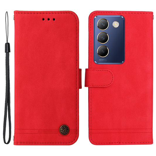 For vivo Y200e 5G / Y100 5G (Indonesia) / T3 5G (India) / V30 Lite 5G (India) Skin-touch Case Imprinted with Lines - Red