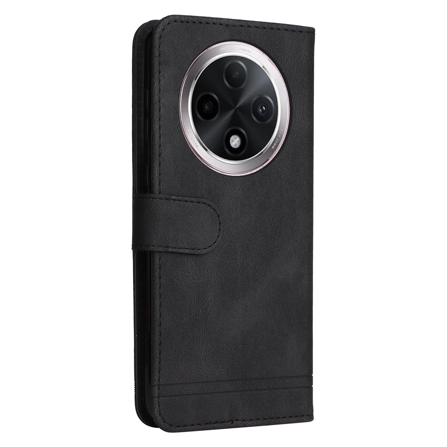 For Oppo A3 Pro 5G Magnetic Case Skin-touch Touch Stand Phone Cover - Black