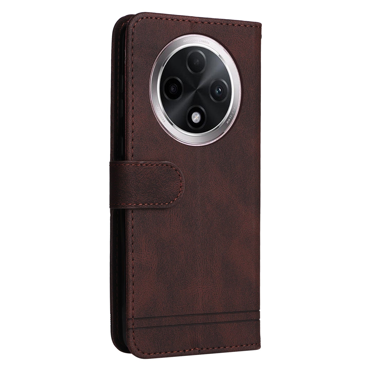 For Oppo A3 Pro 5G Magnetic Case Skin-touch Touch Stand Phone Cover - Brown