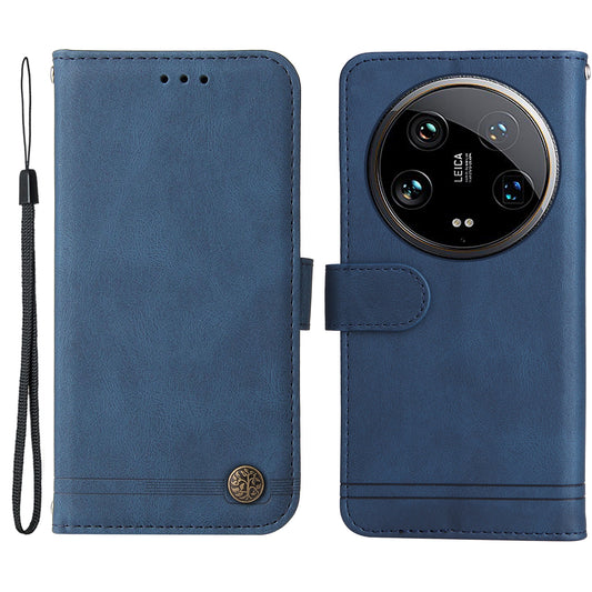 For Xiaomi 14 Ultra Phone Case Flip Leather+TPU Cover with Magnetic Clasp - Blue