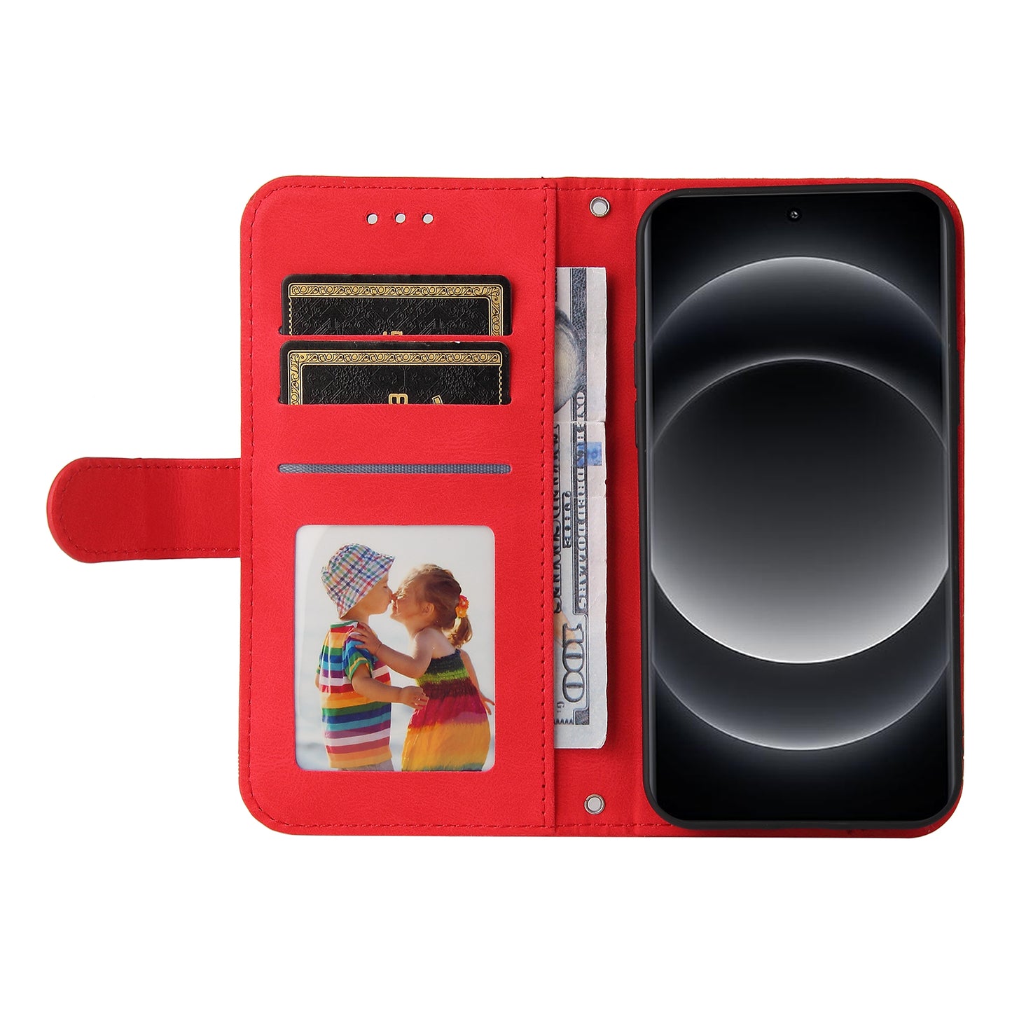 For Xiaomi 14 Ultra Phone Case Flip Leather+TPU Cover with Magnetic Clasp - Red