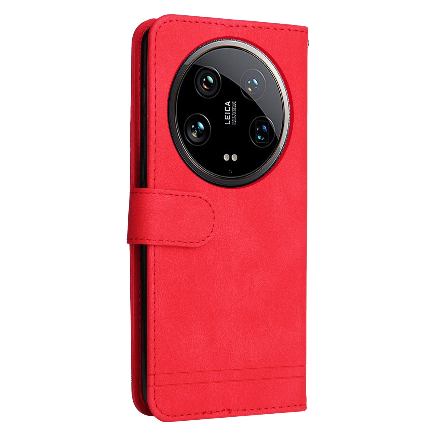 For Xiaomi 14 Ultra Phone Case Flip Leather+TPU Cover with Magnetic Clasp - Red