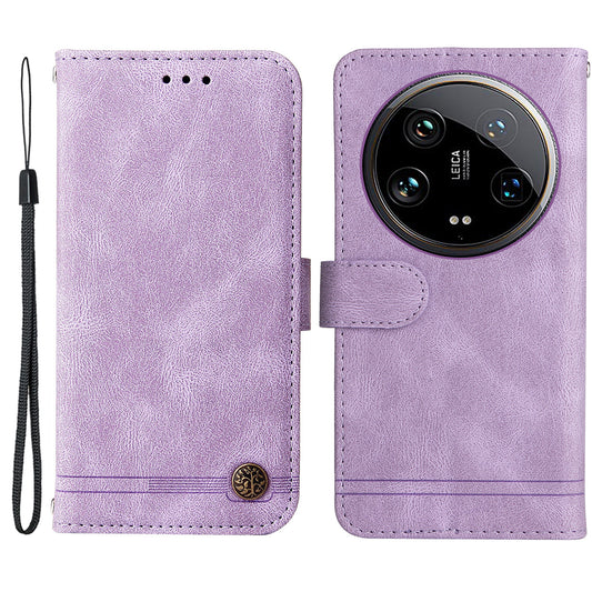 For Xiaomi 14 Ultra Phone Case Flip Leather+TPU Cover with Magnetic Clasp - Purple