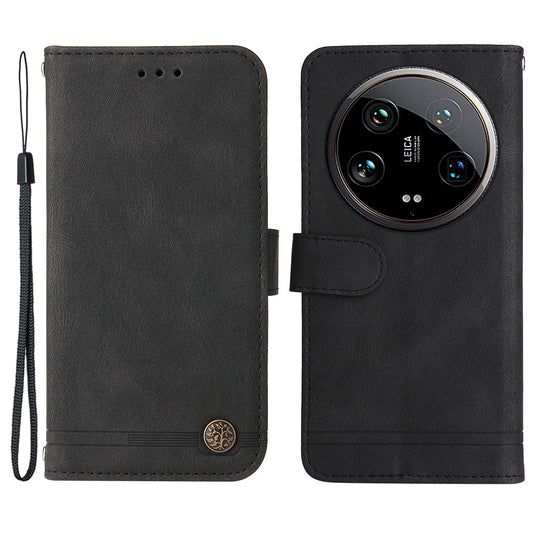 For Xiaomi 14 Ultra Phone Case Flip Leather+TPU Cover with Magnetic Clasp - Black