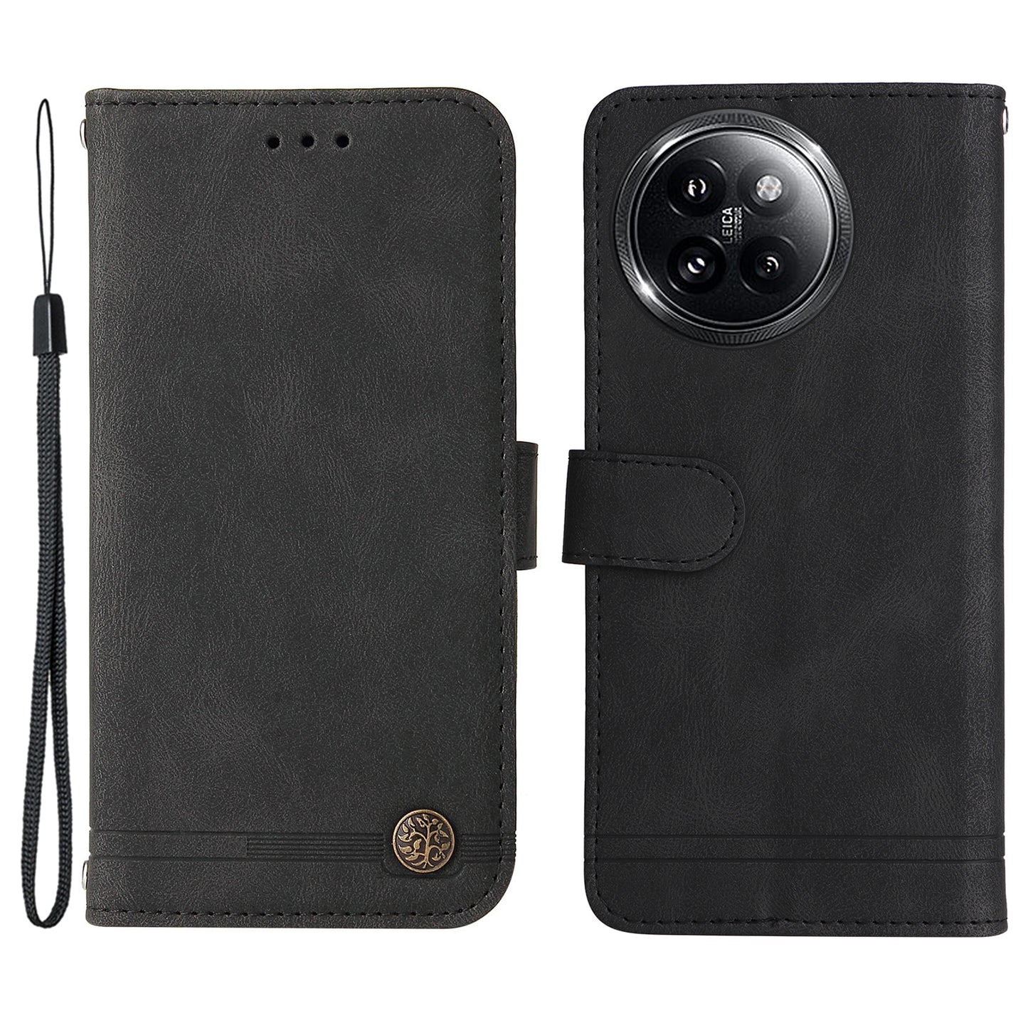 For Xiaomi Civi 4 Pro 5G Case Skin-touch Leather Wallet Flip Phone Cover - Black