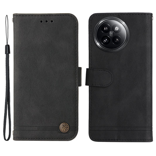 For Xiaomi Civi 4 Pro 5G Case Skin-touch Leather Wallet Flip Phone Cover - Black