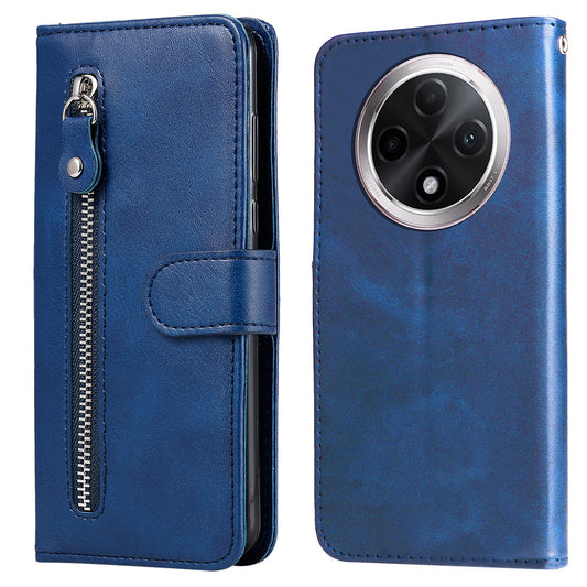 For Oppo A3 Pro 5G Case Calf Texture Zipper Pocket Stand Cell Phone Cover - Blue