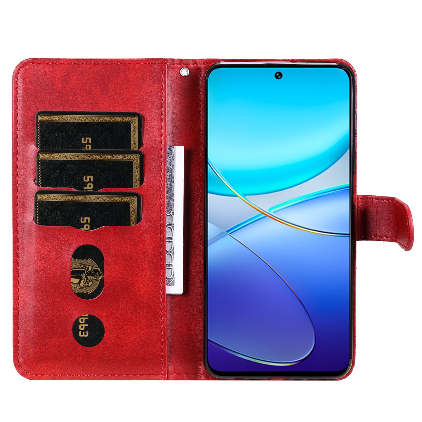 For vivo Y100 5G (Indonesia) / Y200e 5G / T3 5G / V30 Lite 4G Case Zipper Wallet Leather Phone Cover - Red