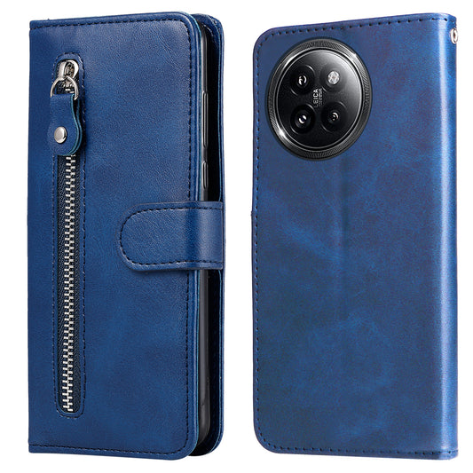 For Xiaomi Civi 4 Pro 5G Case Stand Calf Texture Anti-dust Phone Cover with Zipper Pocket - Blue