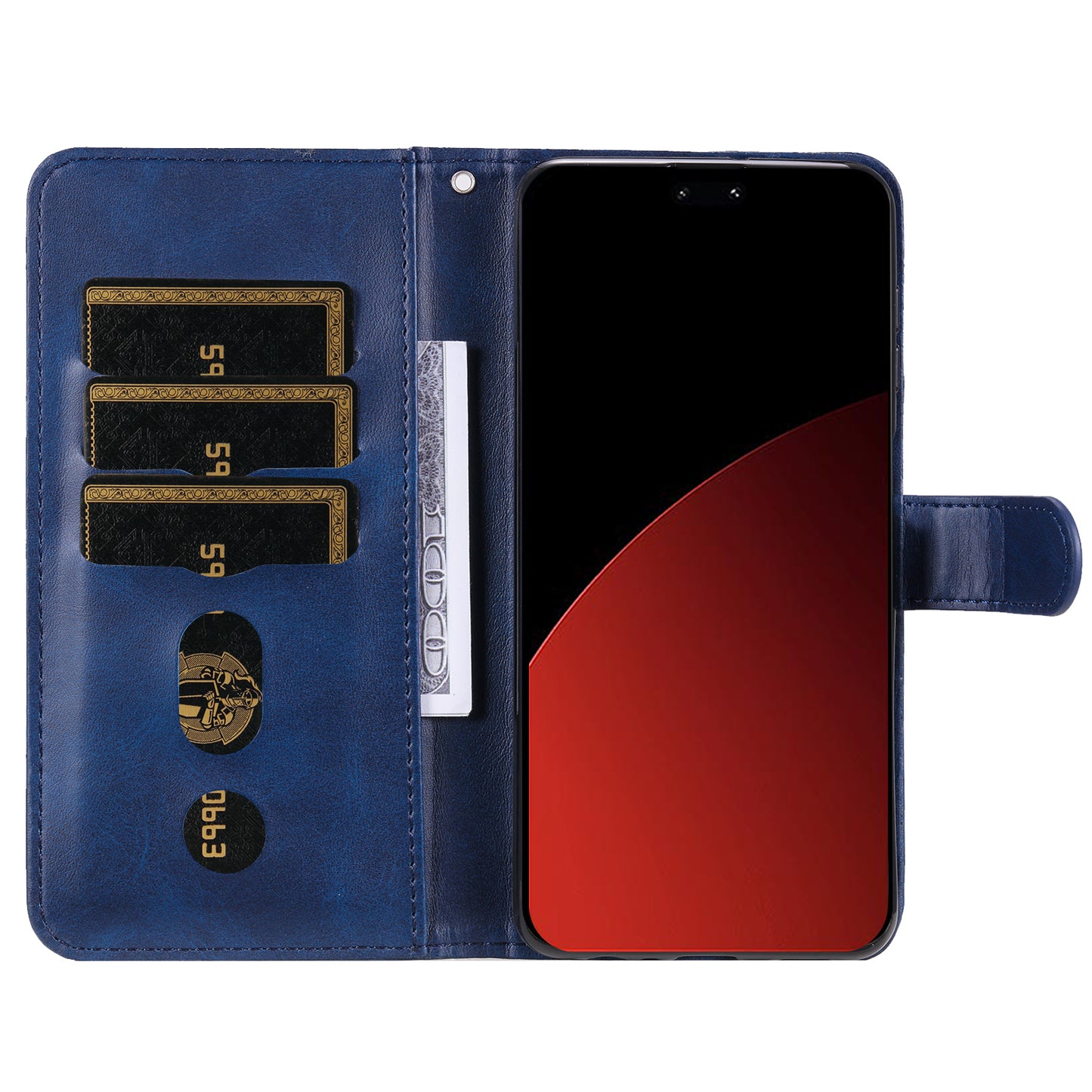 For Xiaomi Civi 4 Pro 5G Case Stand Calf Texture Anti-dust Phone Cover with Zipper Pocket - Blue