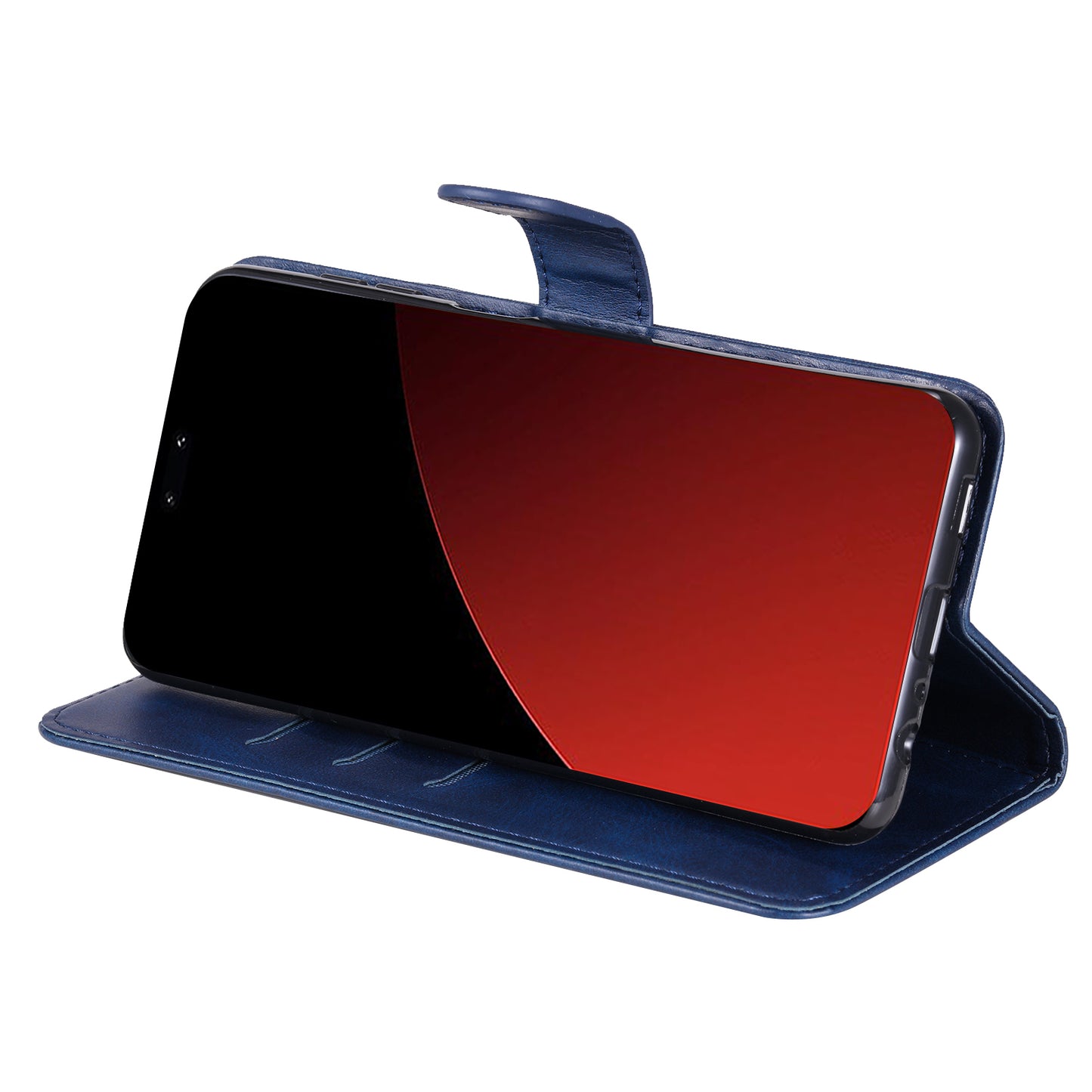 For Xiaomi Civi 4 Pro 5G Case Stand Calf Texture Anti-dust Phone Cover with Zipper Pocket - Blue