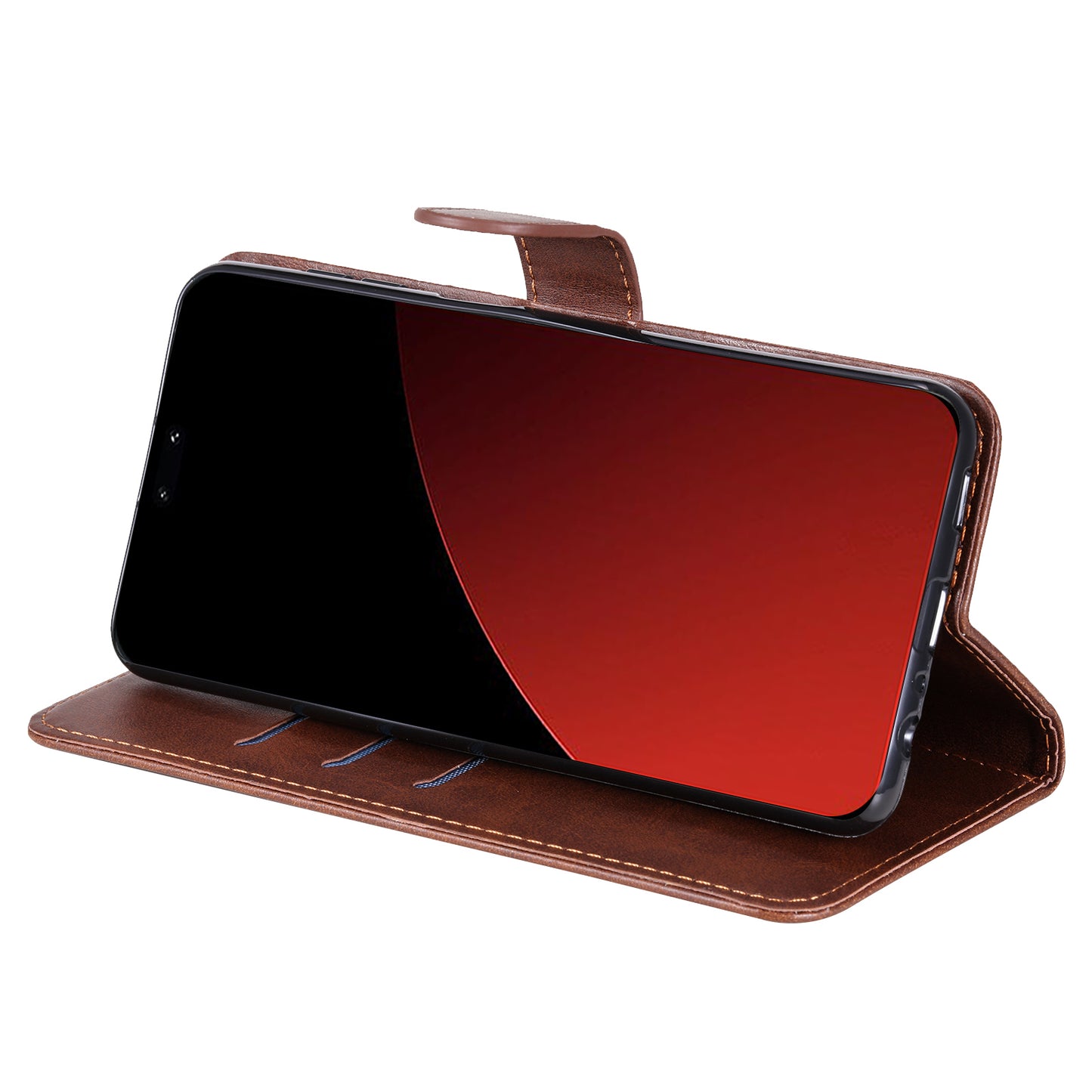 For Xiaomi Civi 4 Pro 5G Case Stand Calf Texture Anti-dust Phone Cover with Zipper Pocket - Brown