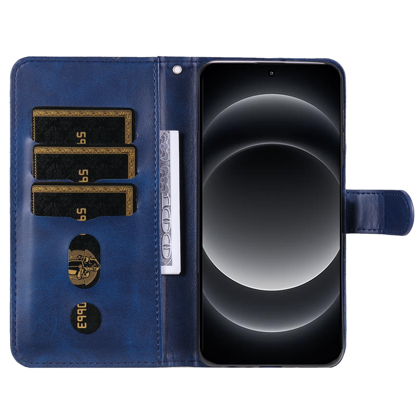 For Xiaomi 14 Ultra Case Calf Texture Zipper Wallet PU Leather Protective Phone Cover - Blue