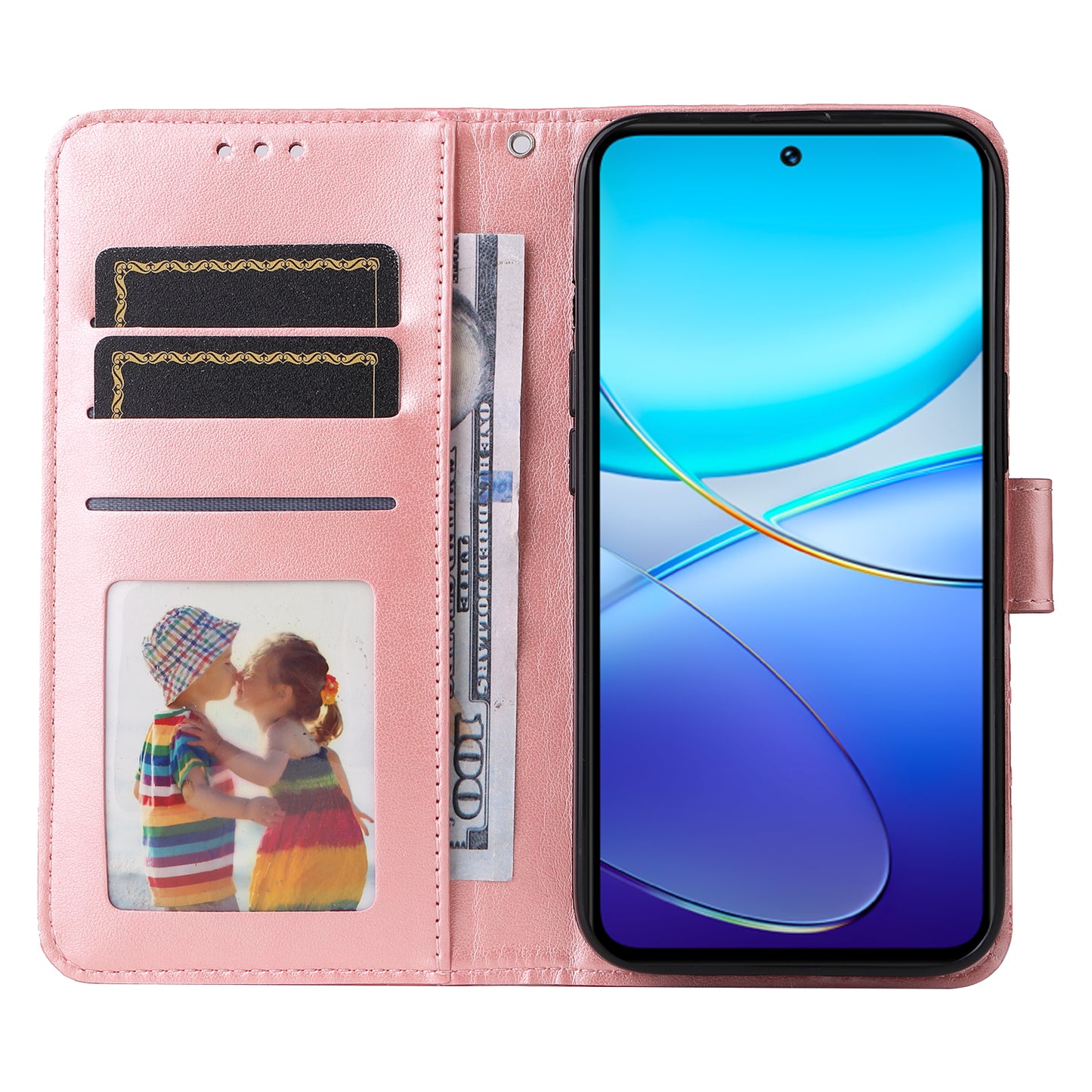 For vivo Y100 5G (Indonesia) / Y200e 5G / T3 5G (India) / V30 Lite 5G (India) Magnetic Phone Case Imprinted Wallet Cover - Pink