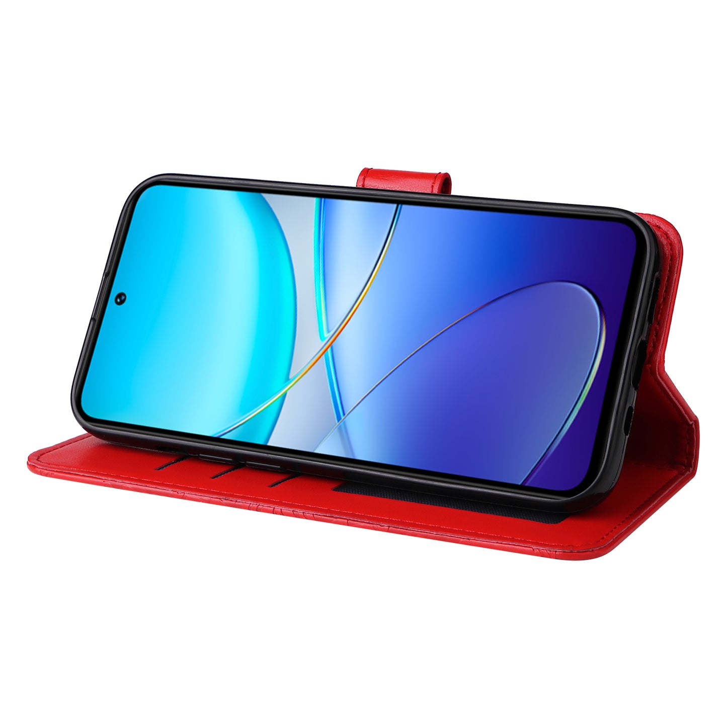 For vivo Y100 5G (Indonesia) / Y200e 5G / T3 5G (India) / V30 Lite 5G (India) Magnetic Phone Case Imprinted Wallet Cover - Red