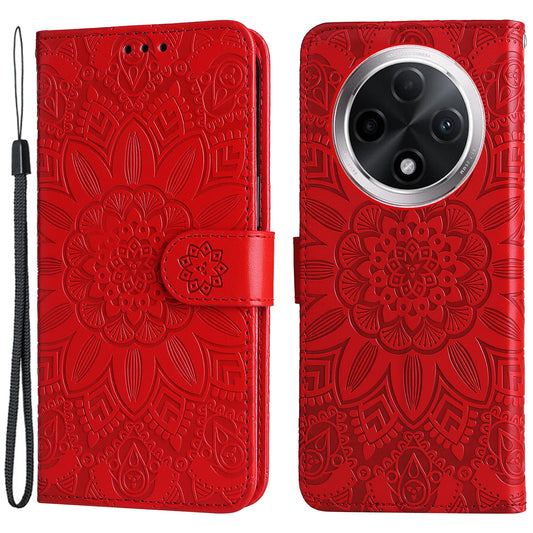 For Oppo A3 Pro 5G Case Imprinted PU Leather Wallet Magnetic Clasp Phone Cover - Red