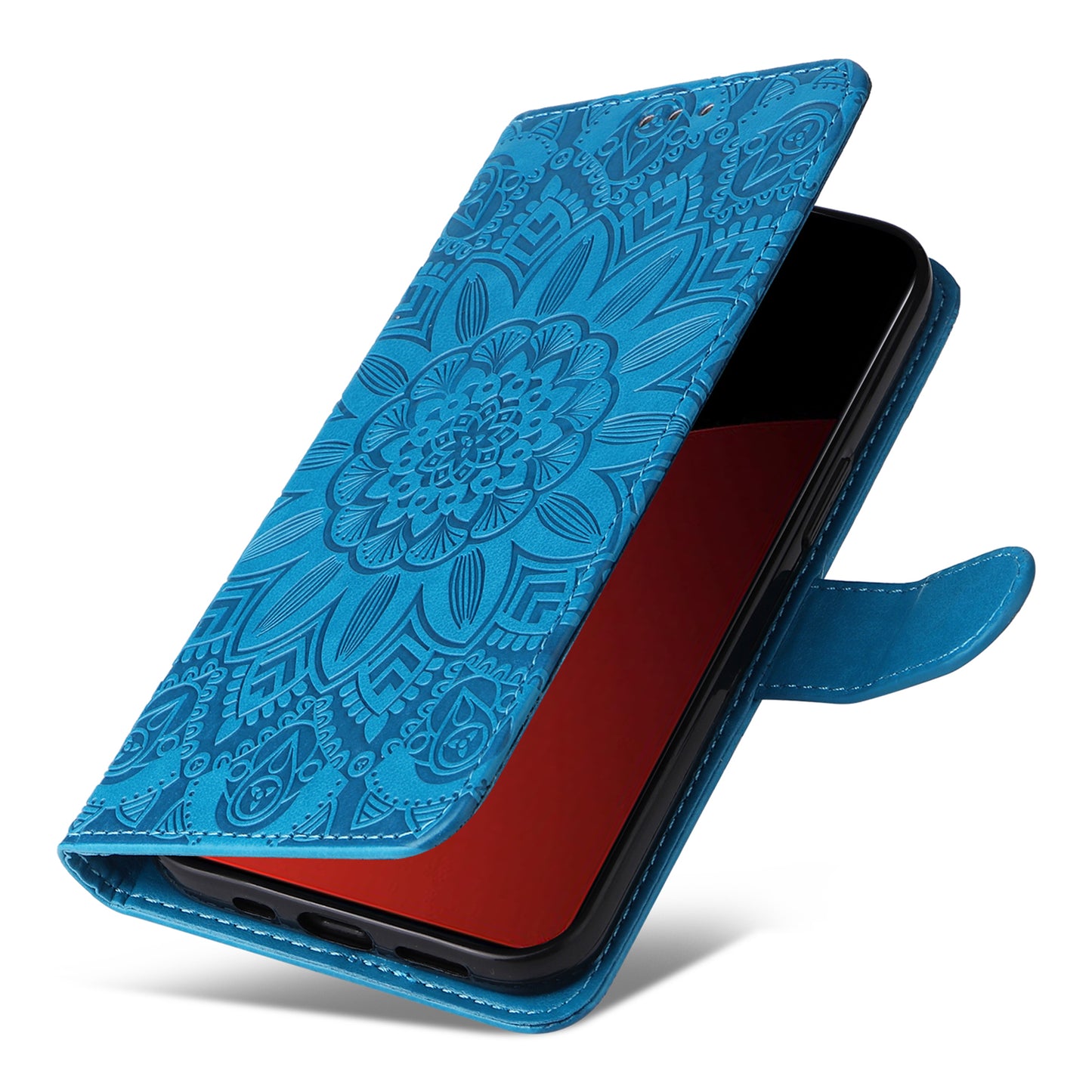 For Xiaomi Civi 4 Pro 5G Case Imprinted Sunflower Wallet Style Smart Phone Cover - Blue