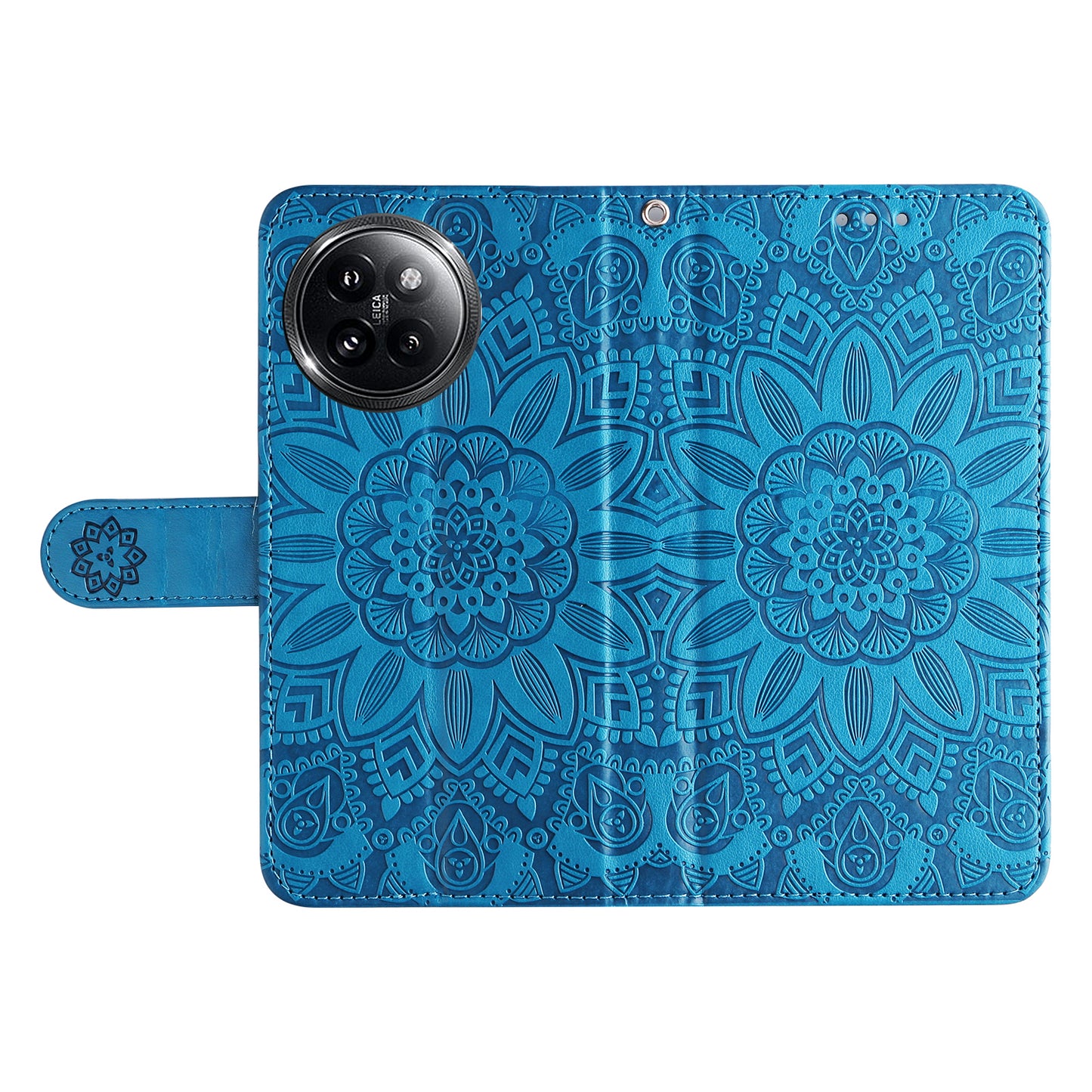 For Xiaomi Civi 4 Pro 5G Case Imprinted Sunflower Wallet Style Smart Phone Cover - Blue