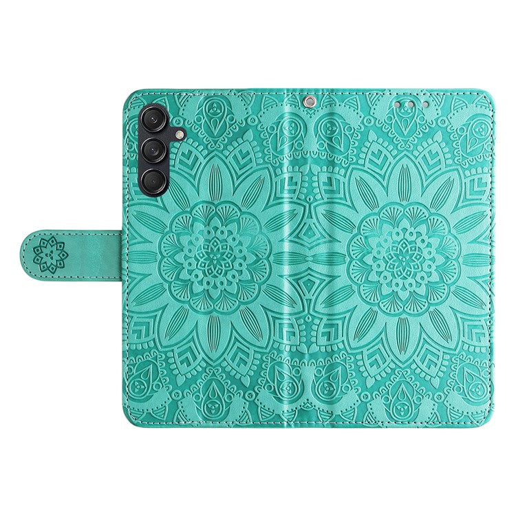 For Samsung Galaxy M55 5G / C55 5G / F55 5G Leather Case Wallet Stand Sunflower Phone Cover - Green