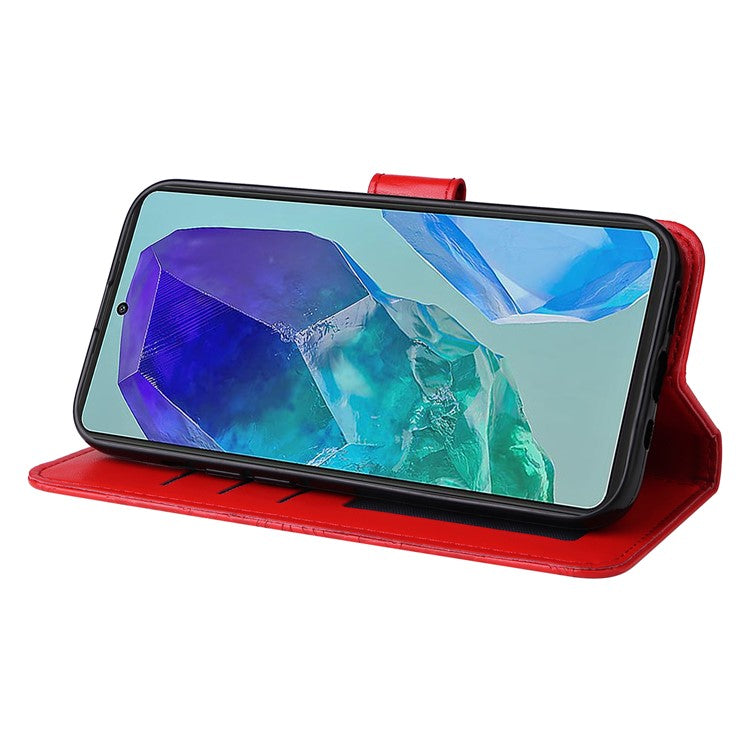 For Samsung Galaxy M55 5G / C55 5G / F55 5G Leather Case Wallet Stand Sunflower Phone Cover - Red