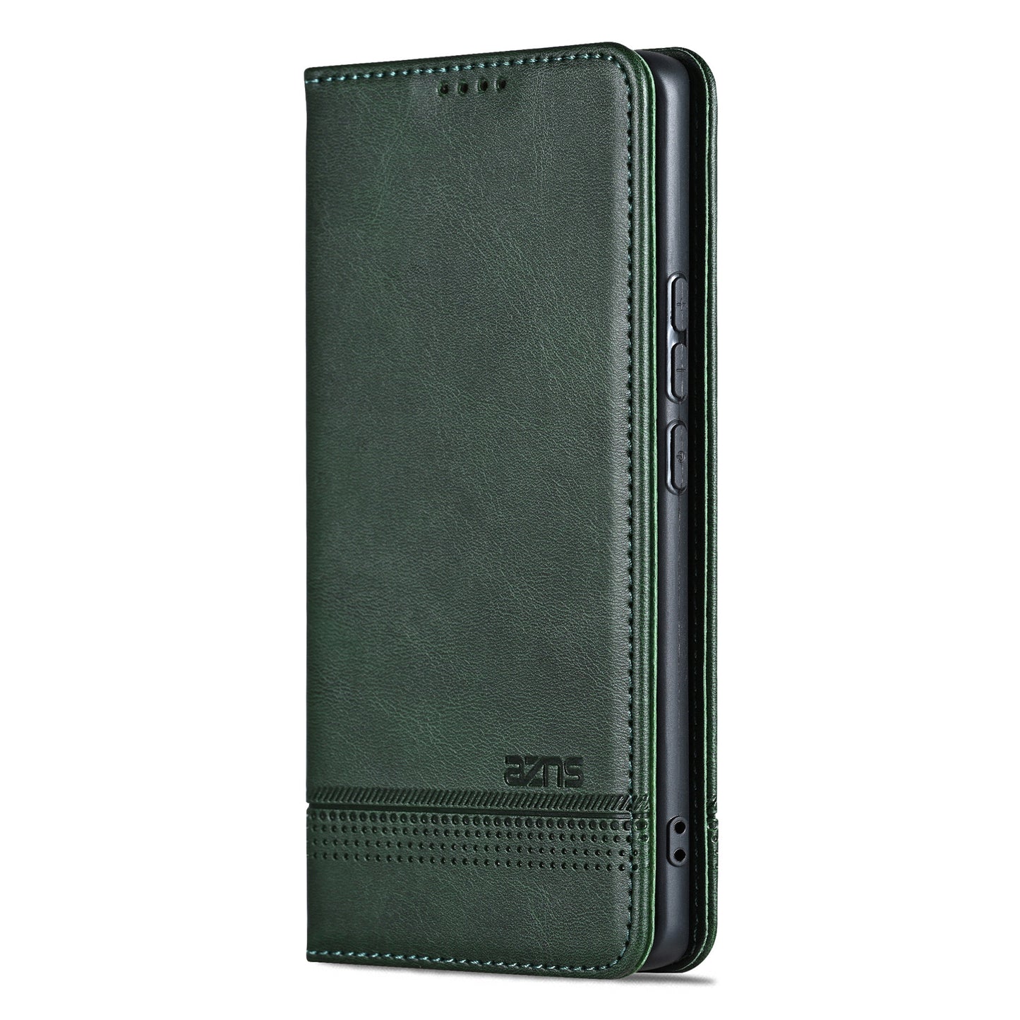 AZNS For Honor Magic6 Pro 5G Magnetic Case Cowhide Texture Leather Phone Stand Cover - Green