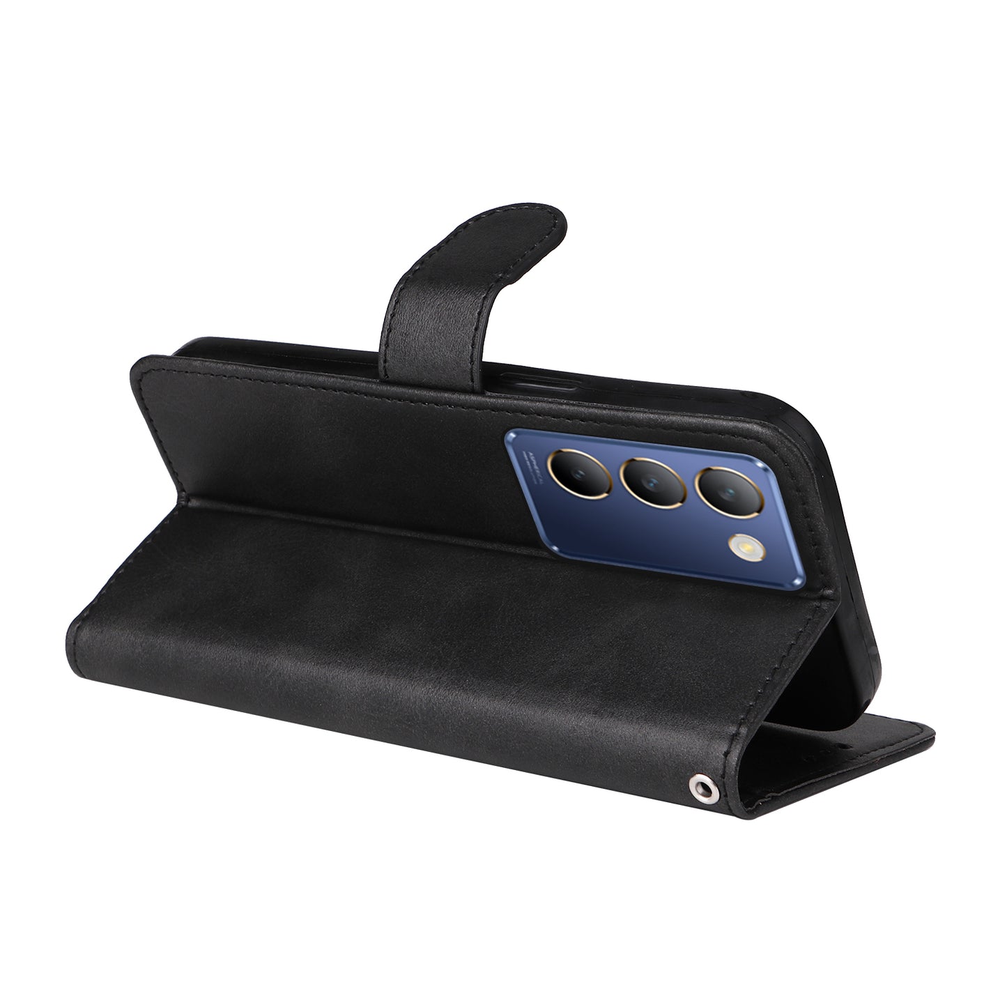 For vivo Y100 5G (Indonesia) / Y200e 5G / T3 5G (India) / V30 Lite 5G (India) Magnetic Case Leather Viewing Stand Phone Cover - Black