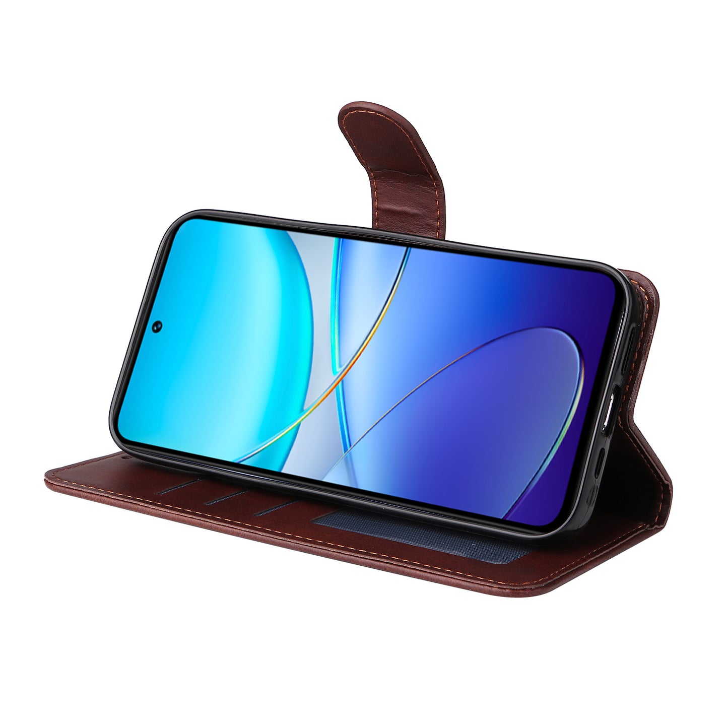 For vivo Y100 5G (Indonesia) / Y200e 5G / T3 5G (India) / V30 Lite 5G (India) Magnetic Case Leather Viewing Stand Phone Cover - Brown