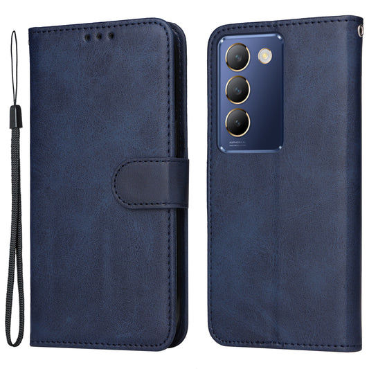 For vivo Y100 5G (Indonesia) / Y200e 5G / T3 5G (India) / V30 Lite 5G (India) Magnetic Case Leather Viewing Stand Phone Cover - Blue