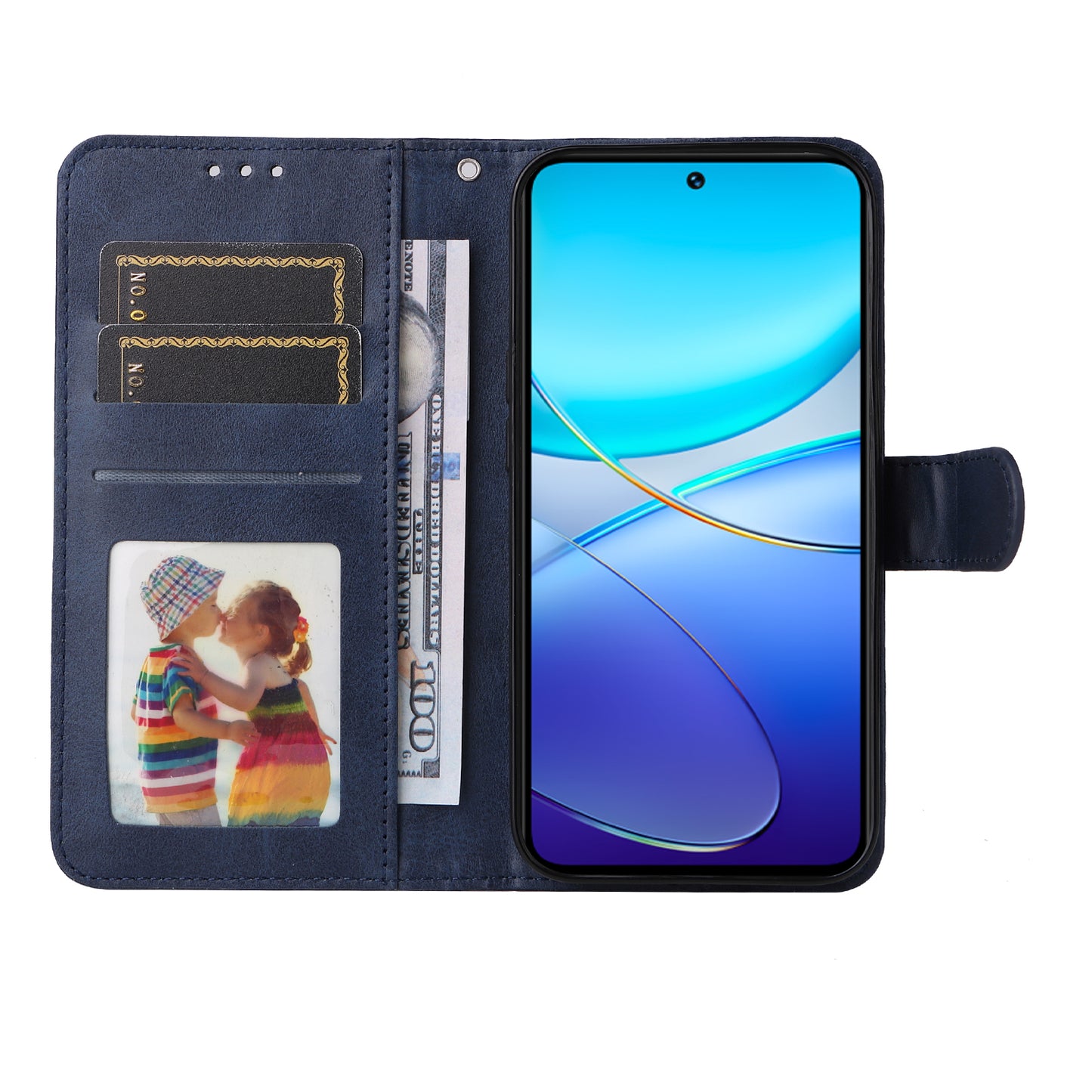 For vivo Y100 5G (Indonesia) / Y200e 5G / T3 5G (India) / V30 Lite 5G (India) Magnetic Case Leather Viewing Stand Phone Cover - Blue