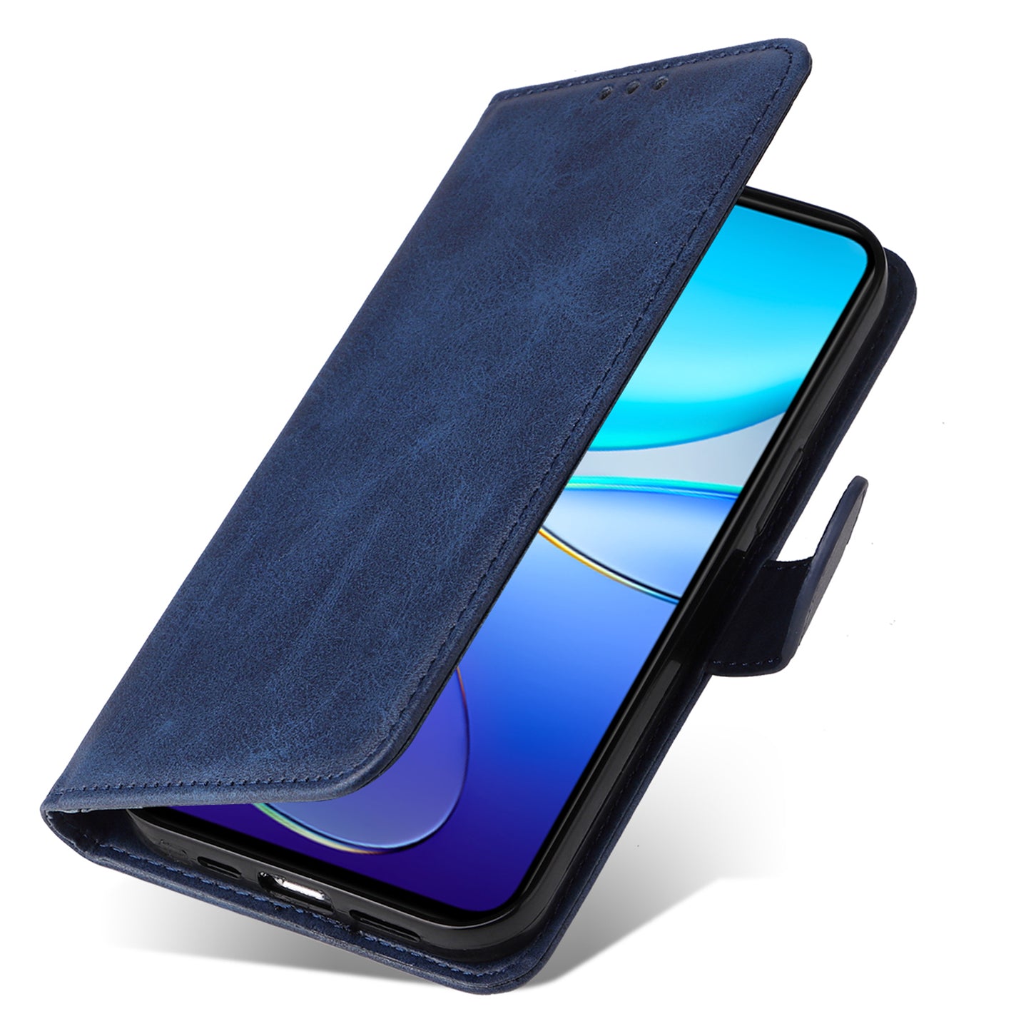For vivo Y100 5G (Indonesia) / Y200e 5G / T3 5G (India) / V30 Lite 5G (India) Magnetic Case Leather Viewing Stand Phone Cover - Blue