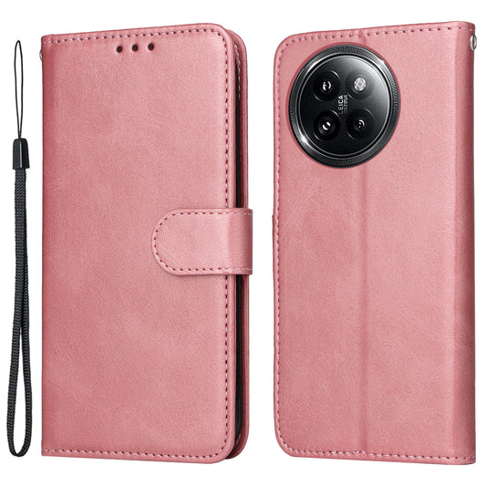 For Xiaomi Civi 4 Pro 5G Case 3 Slots Holder Leather Phone Wallet Cover with Hand Strap - Pink