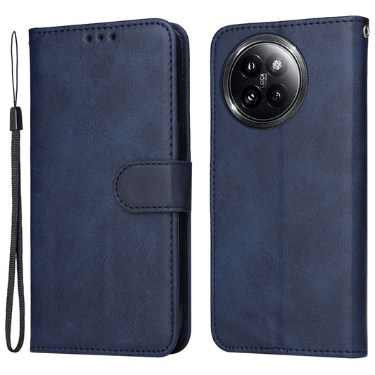 For Xiaomi Civi 4 Pro 5G Case 3 Slots Holder Leather Phone Wallet Cover with Hand Strap - Blue