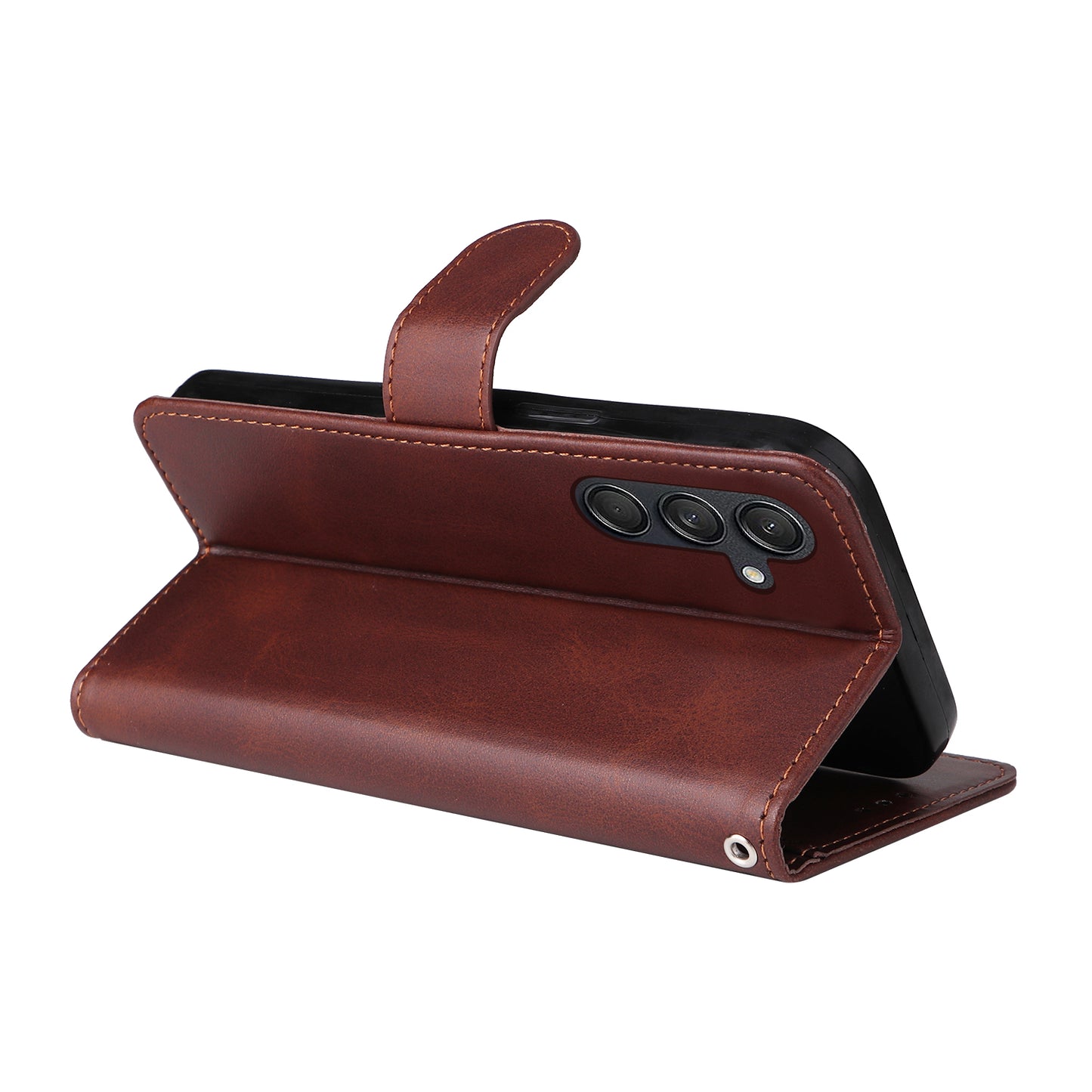 For Samsung Galaxy M55 5G Leather Case with 3 Card Slots Holder Mobile Phone Cover - Brown