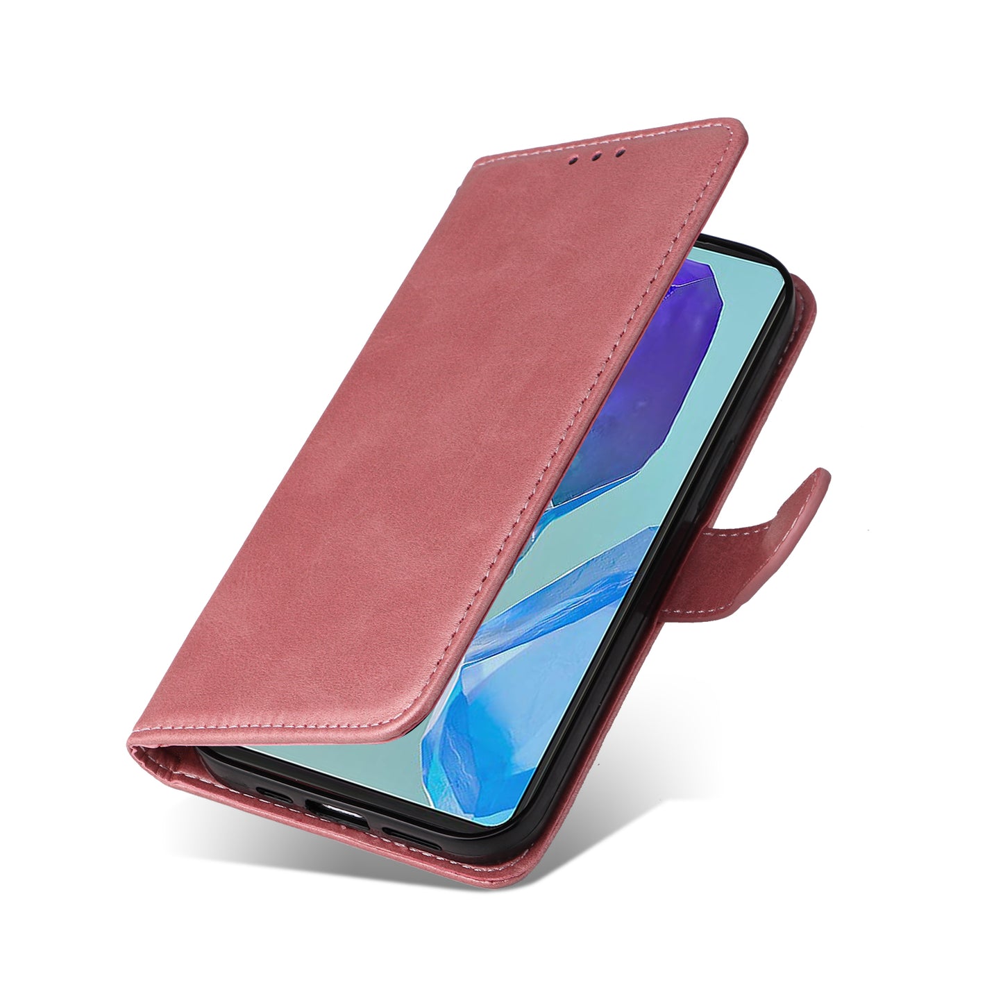 For Samsung Galaxy M55 5G Leather Case with 3 Card Slots Holder Mobile Phone Cover - Pink