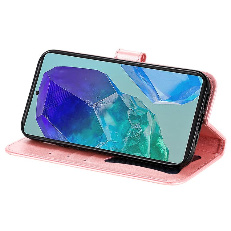 For Samsung Galaxy M55 5G / C55 5G / F55 5G Case Floral Pattern PU Leather Wallet Stand Phone Cover - Pink